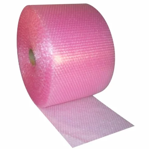 Diamond Packaging 1 x rolka - antystatyczna różowa folia bąbelkowa rozmiar: szerokość 750 mm x 25 m. Idealna do zapewnienia ochrony fizycznej podczas transportu za pomocą elektrostatycznej bezpłatnej
