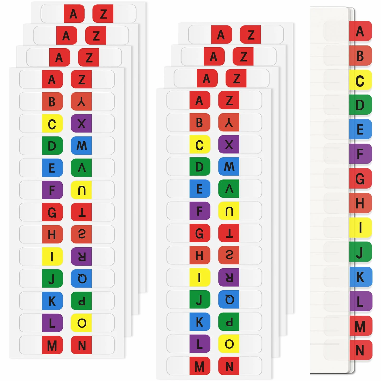 Aixoom Samoprzylepne zakładki A-Z, wielokolorowe, alfabet, zakładki indeksowe, przezroczyste, trwałe zakładki alfabetyczne, małe zakładki do notebooków, pliki słowników (208)
