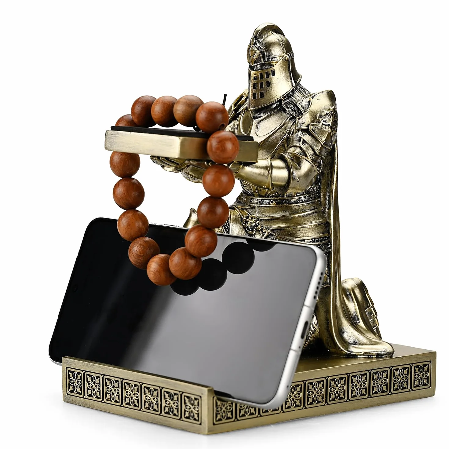 King's Guard stojak na zegarki, okulary, biżuteria, bransoletki, naszyjniki, tace, piórniki, stojak na długopisy, z żywicy z rycerzem, stojak na telefon komórkowy, do biura i