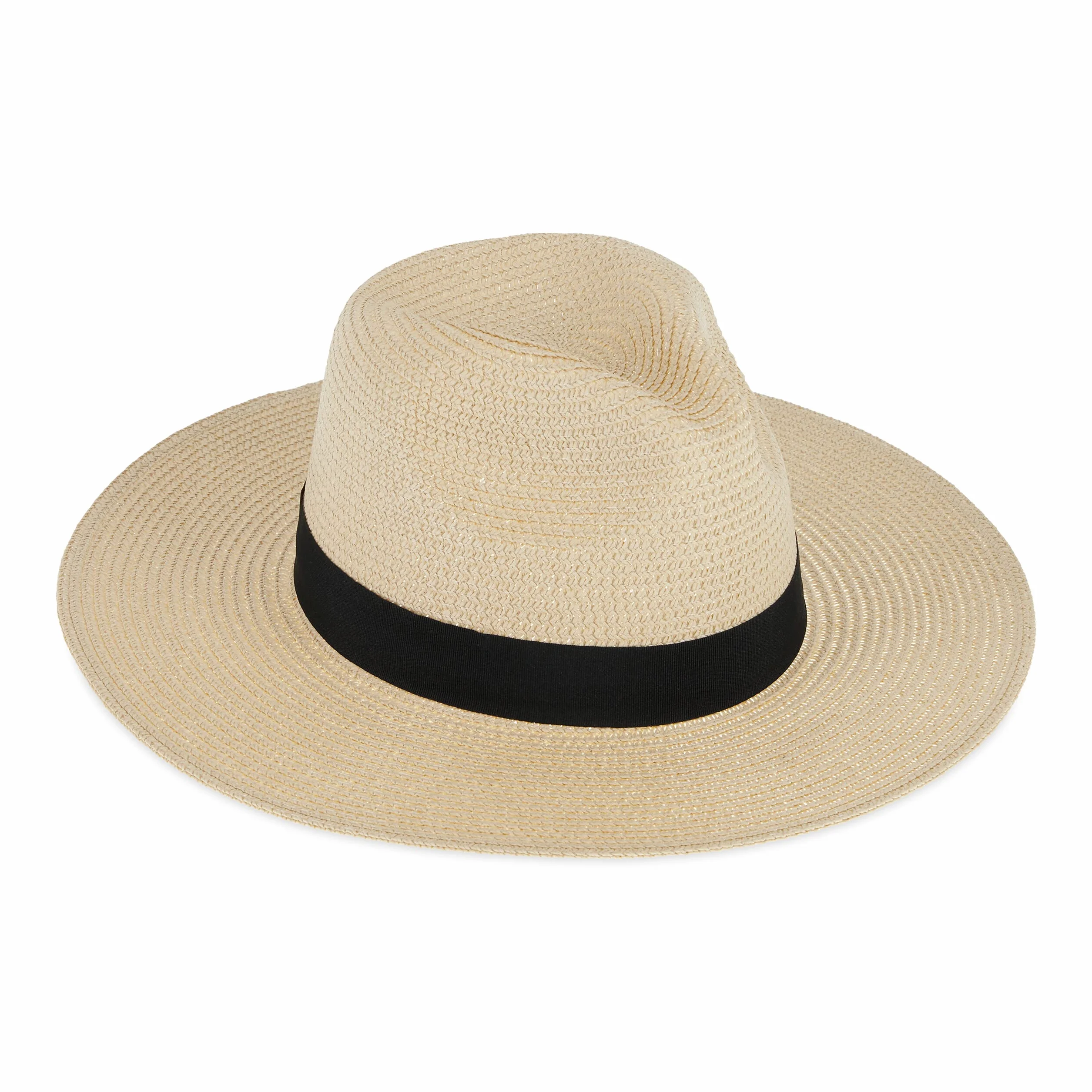 Relaxdays Kapelusz panama, dla kobiet i mężczyzn, kapelusz słomkowy ze wstążką rypsową, szerokie rondo, na obwód głowy: 54 cm, kapelusz Fedora, beżowy