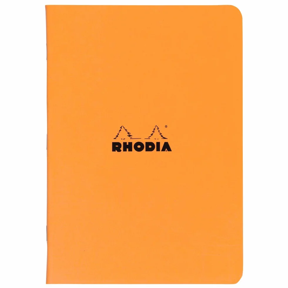 RHODIA 119184C – Zeszyt szyty Pomarańczowy – A5 (14,8 x 21 cm) – w kratkę – 96 stron – papier Clairefontaine biały 80 g/m² – miękka, powlekana, wytrzymała i wodoodporna okładka – Classic