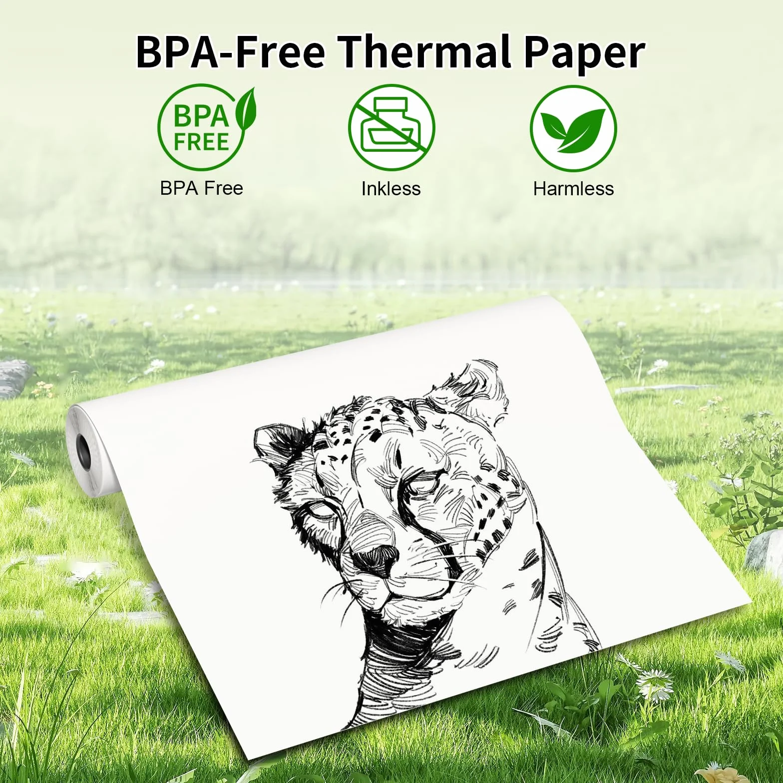 Phomemo Papier termiczny do drukarki - A4 Size papier, 210 mm x 6,5 m, kompatybilny z Phomemo M08/P831/M832/M833/M834, przenośna drukarka A4, do podróży, domu, zdjęcia, rachunku, umowy, 4 rolki