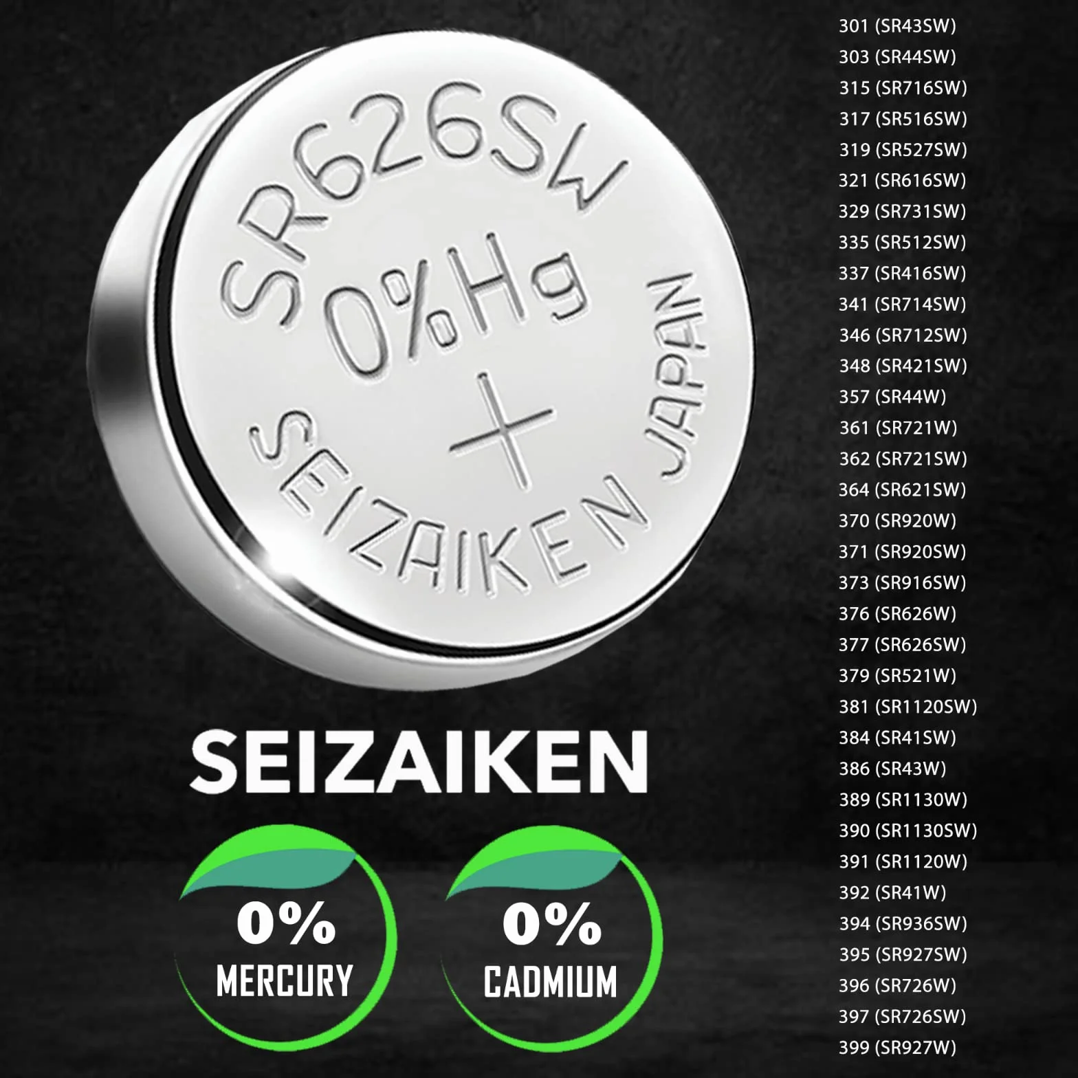 377 SR626SW 1,55 V 0% Hg bateria do zegarka z tlenkiem srebra (2 baterie) wyprodukowana w Japonii przez Seiko