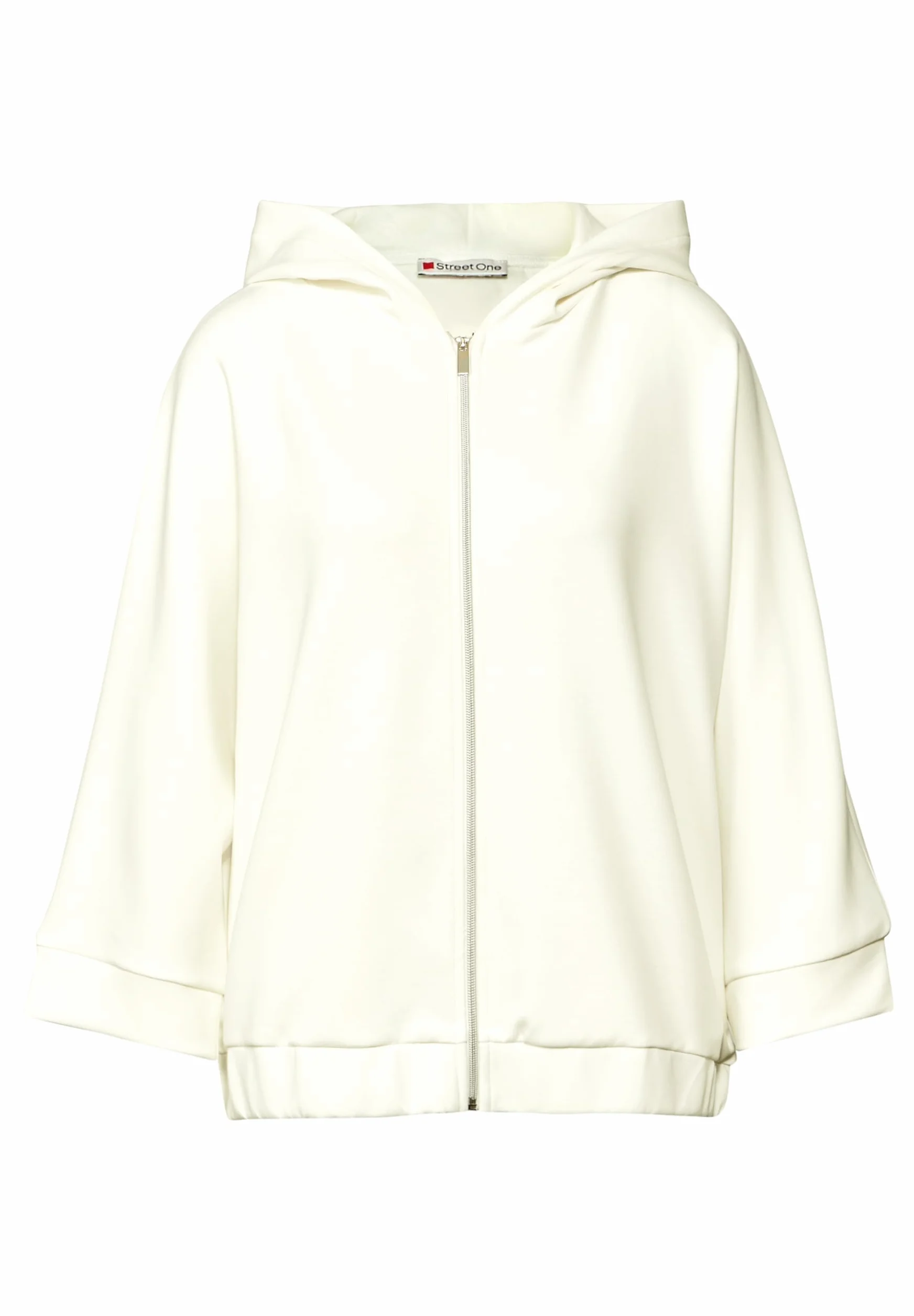 Street One Damska bluza z kapturem Silk Look, Off White, 40