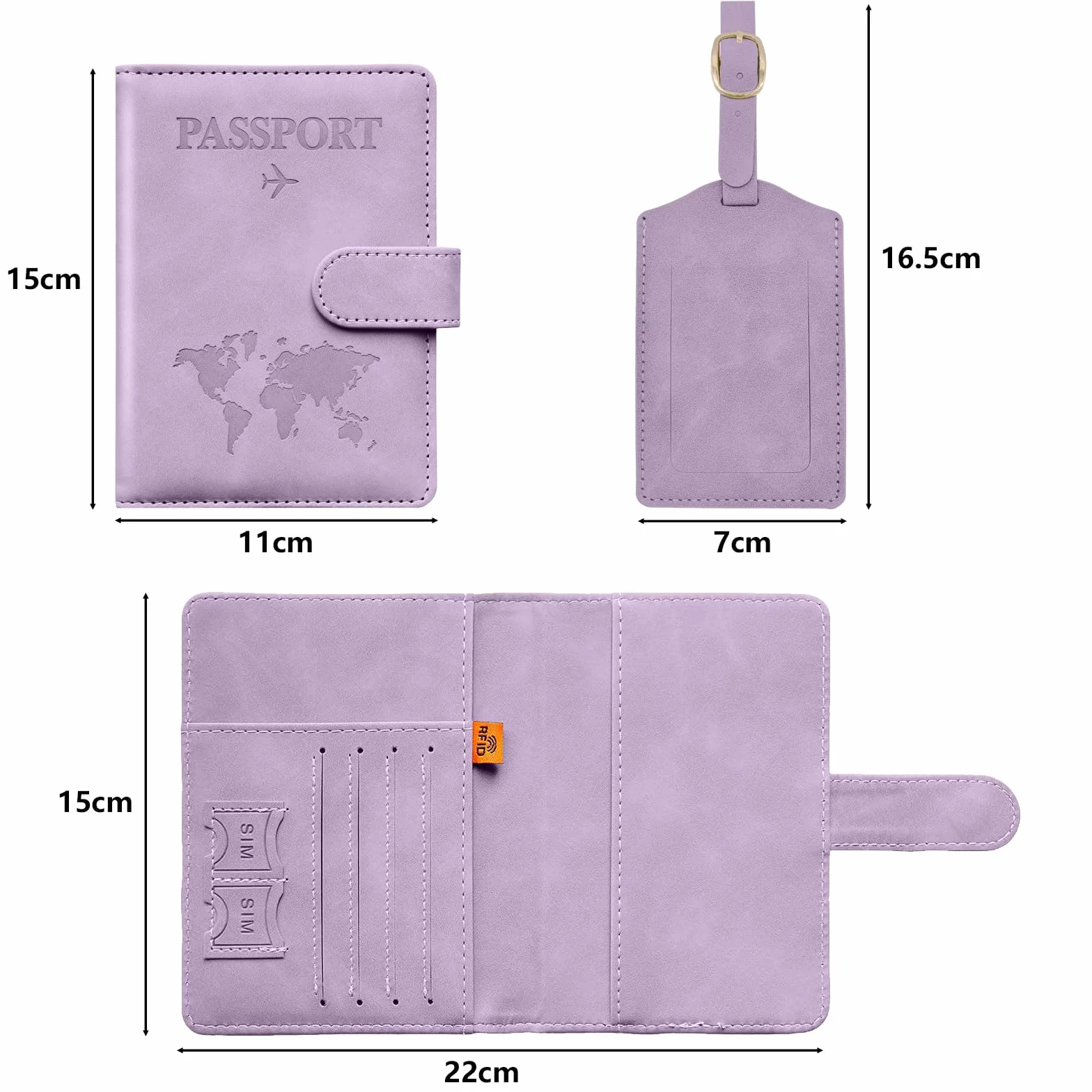 Toctax Etui na paszport podróżny blokada RFID etui na paszport ze skóry PU Portfel paszportowy na dokumenty z magnetyczną klamrą, B-violet, 11 cm x 15 cm x 1.8 cm, Nowoczesny