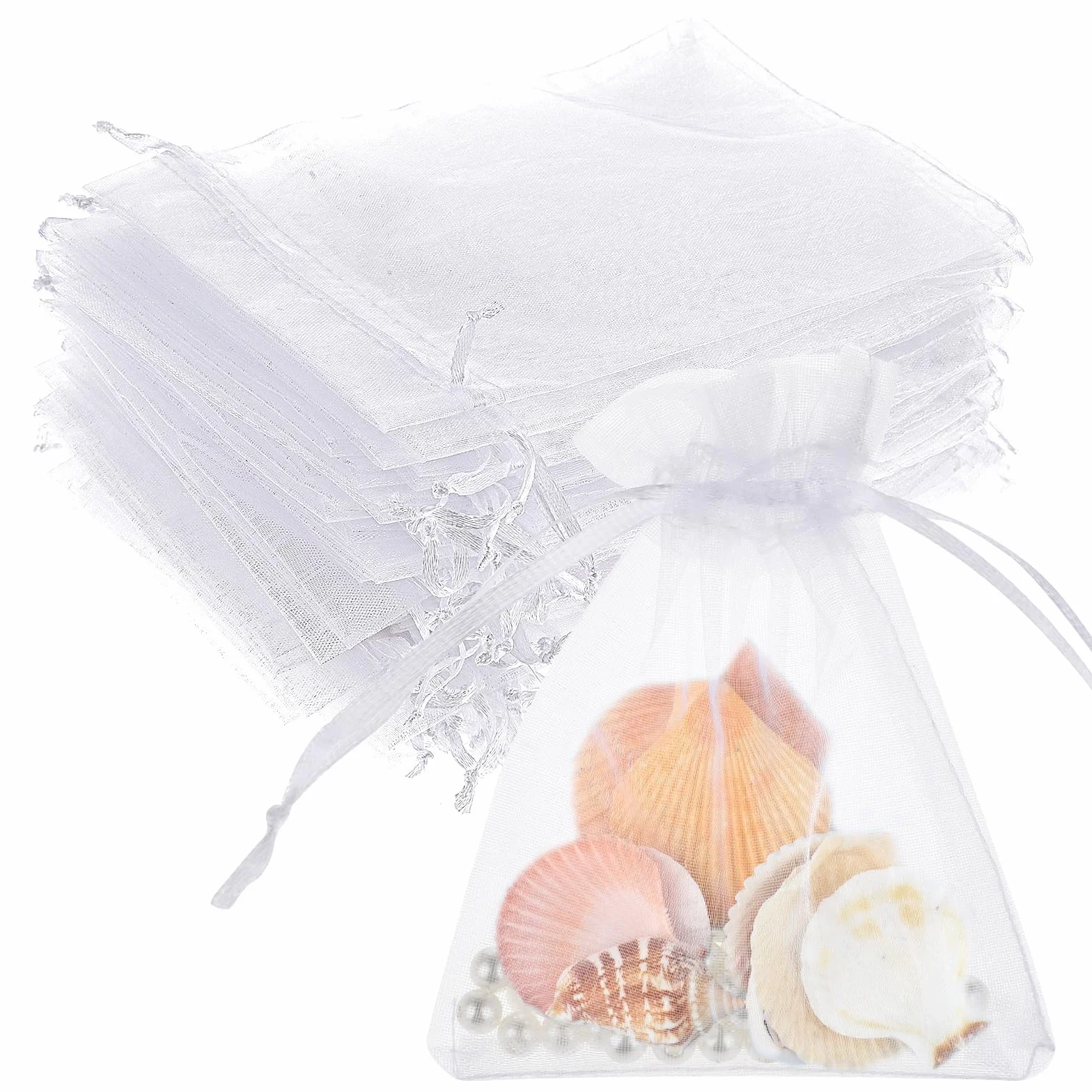 Woreczki z organza 13 x 18 cm, przezroczyste, na wesel, woreczek, ze sznurem, prezentow świątecznych, słodyczy, dla gościa