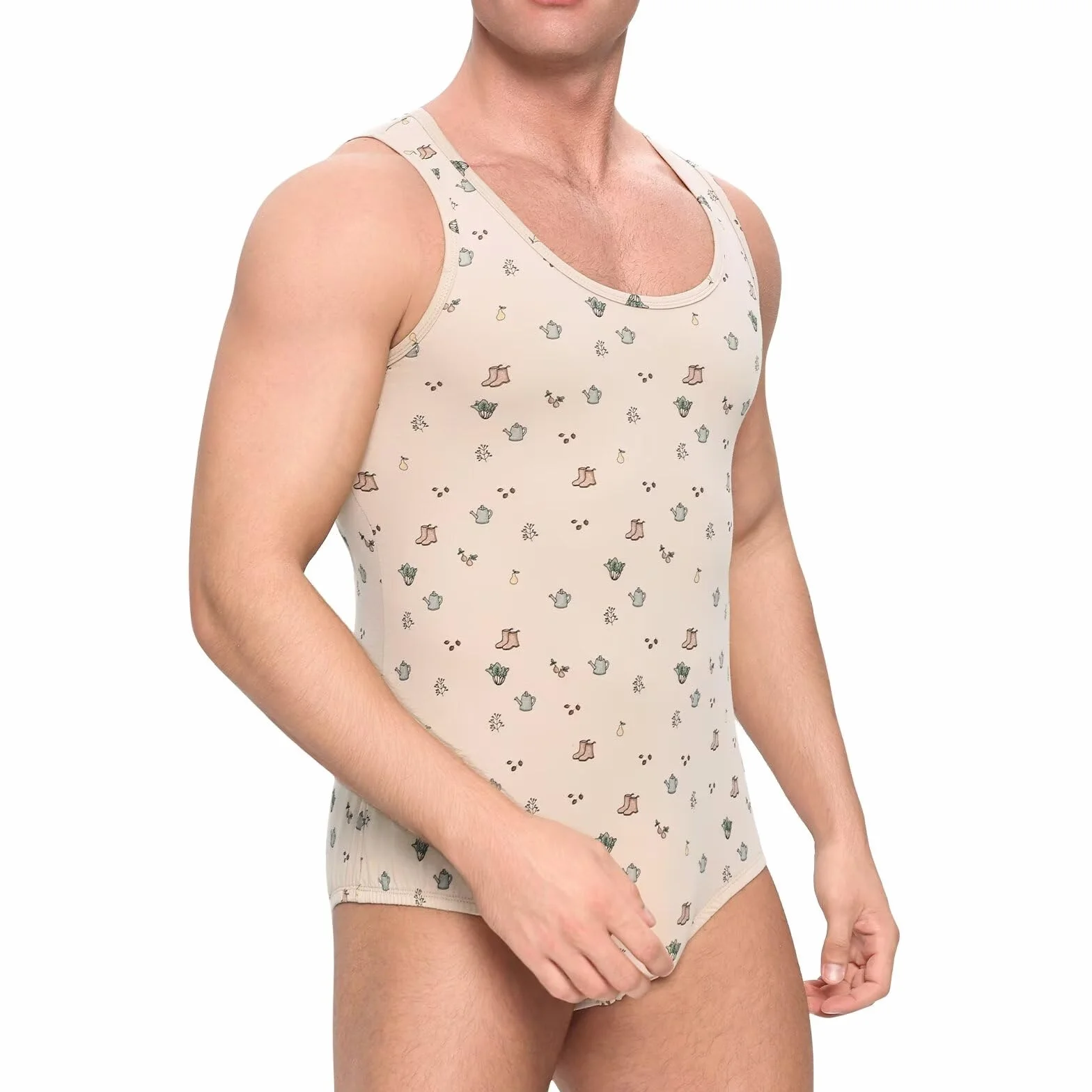 Landofgenie Body Męskie Bez Rękawów Top Kombinezon Piżama Onesie dla Dorosłych