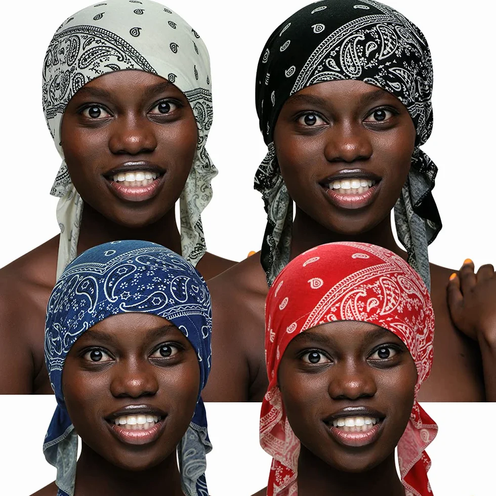 ASHILISIA 4 sztuki damskich czapek na chemioterapię, czapka turban, wstępnie zawiązane nakrycia głowy, bandana na wypadanie włosów