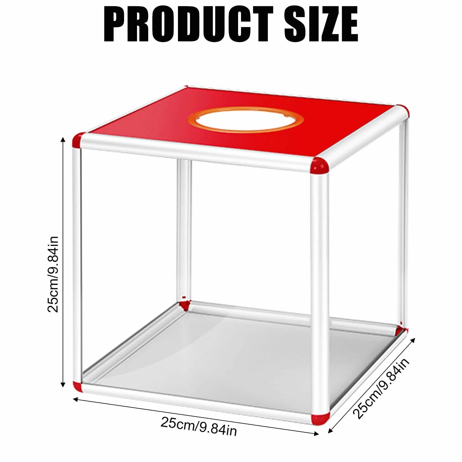 Pudełko na loterię ze stopu aluminium, akrylowe pudełko na prezent, urna, kwadratowe pudełko do gry, przezroczyste pudełko do przechowywania, pudełko na komentarz (25 x 25 cm)
