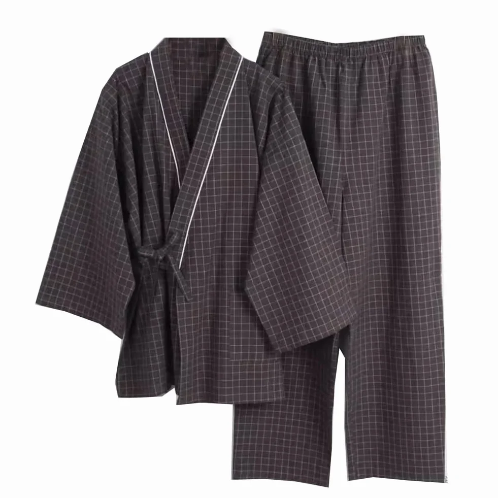 FANCYPUMPKIN Męski szlafrok w japońskim stylu kimono [bawełniany kombinezon piżamowy]