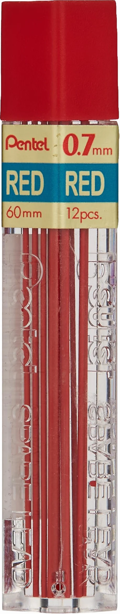 Pentel Wkład wkładu.7 mm, 12/TB, czerwony (PENPPR7)