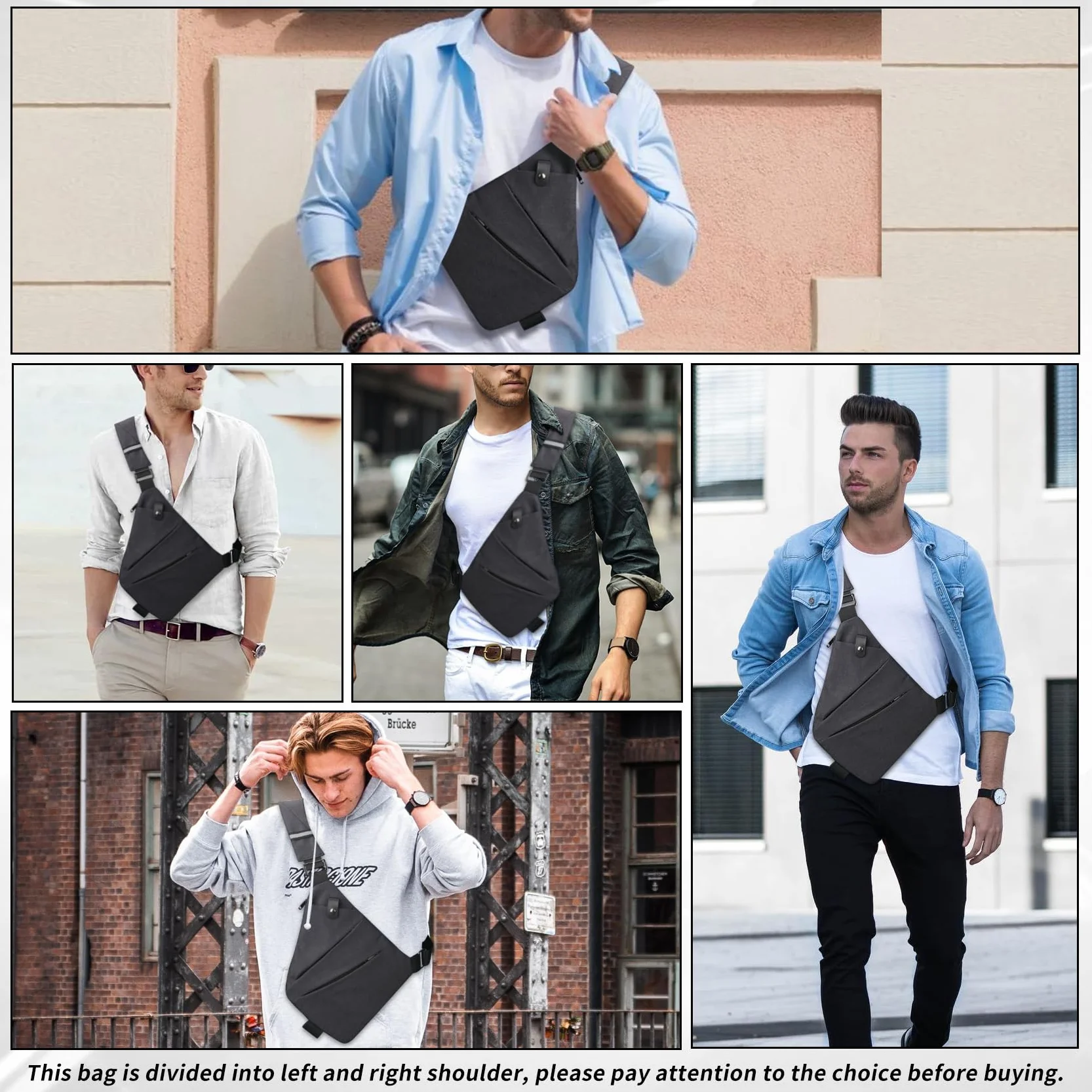 Torba podróżna antykradzieżowa, Crossbody na ramię na klatkę piersiową antykradzieżowa torba na ramię, torba na ramię z wieloma kieszeniami dla mężczyzn i kobiet