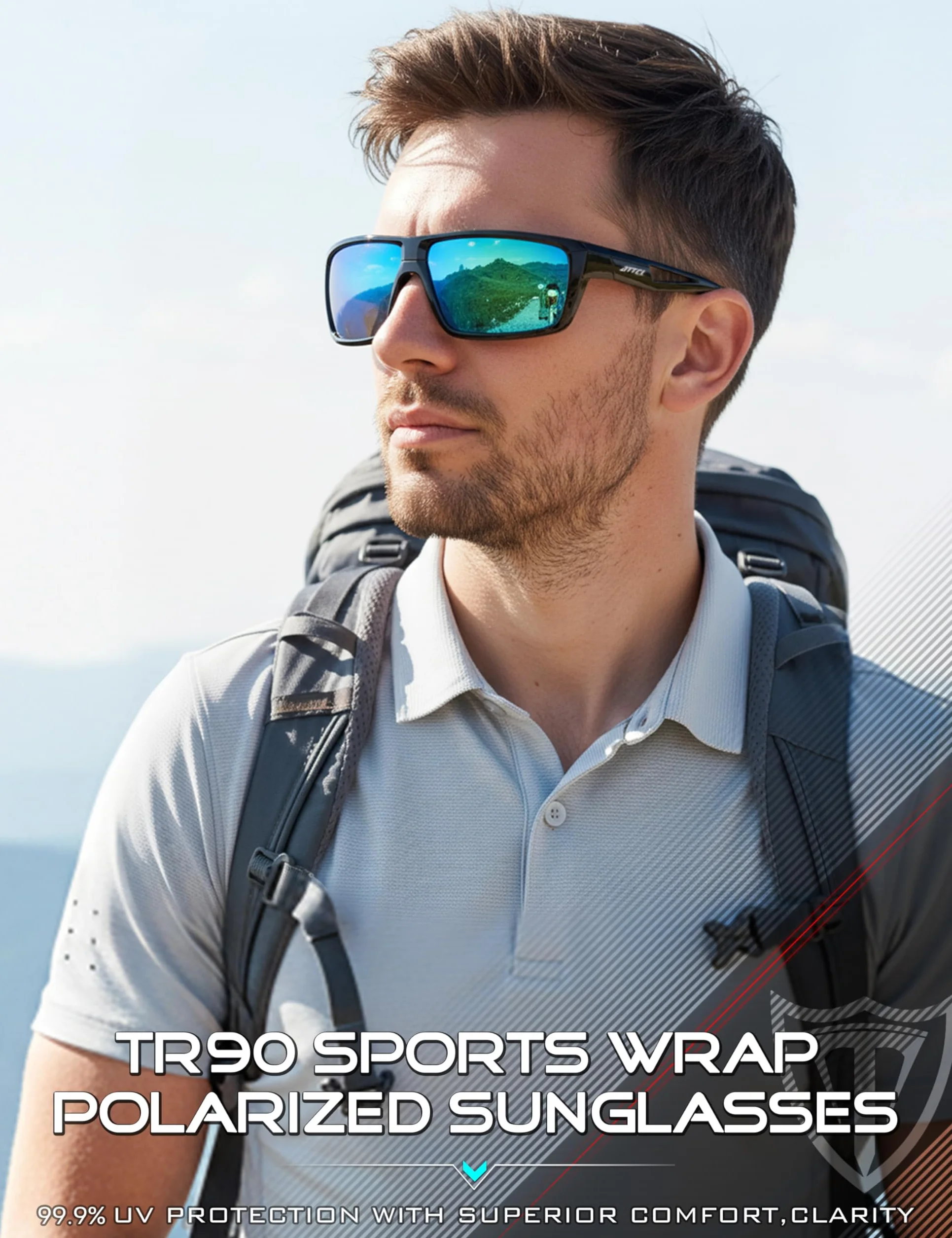 ATTCL M?skie sportowe spolaryzowane okulary przeciws?oneczne dla m??czyzn jazda na rowerze jazda w?dkarstwo 100% ochrona UV UV400 CAT 3 CE