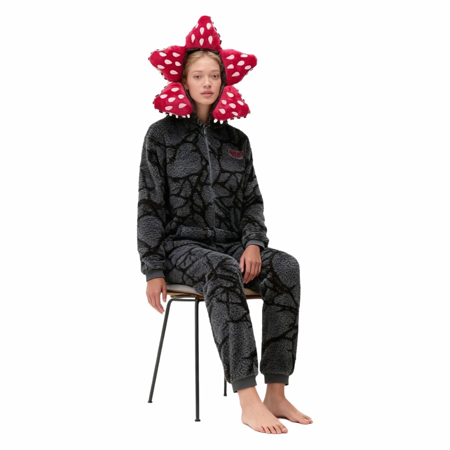 Unisex 3D Demon piżama z długim rękawem jednoczęściowa piżama Demogorgon Onesie bluza z kapturem polarowa bielizna nocna zima Boże Narodzenie piżama dla kobiet mężczyzn