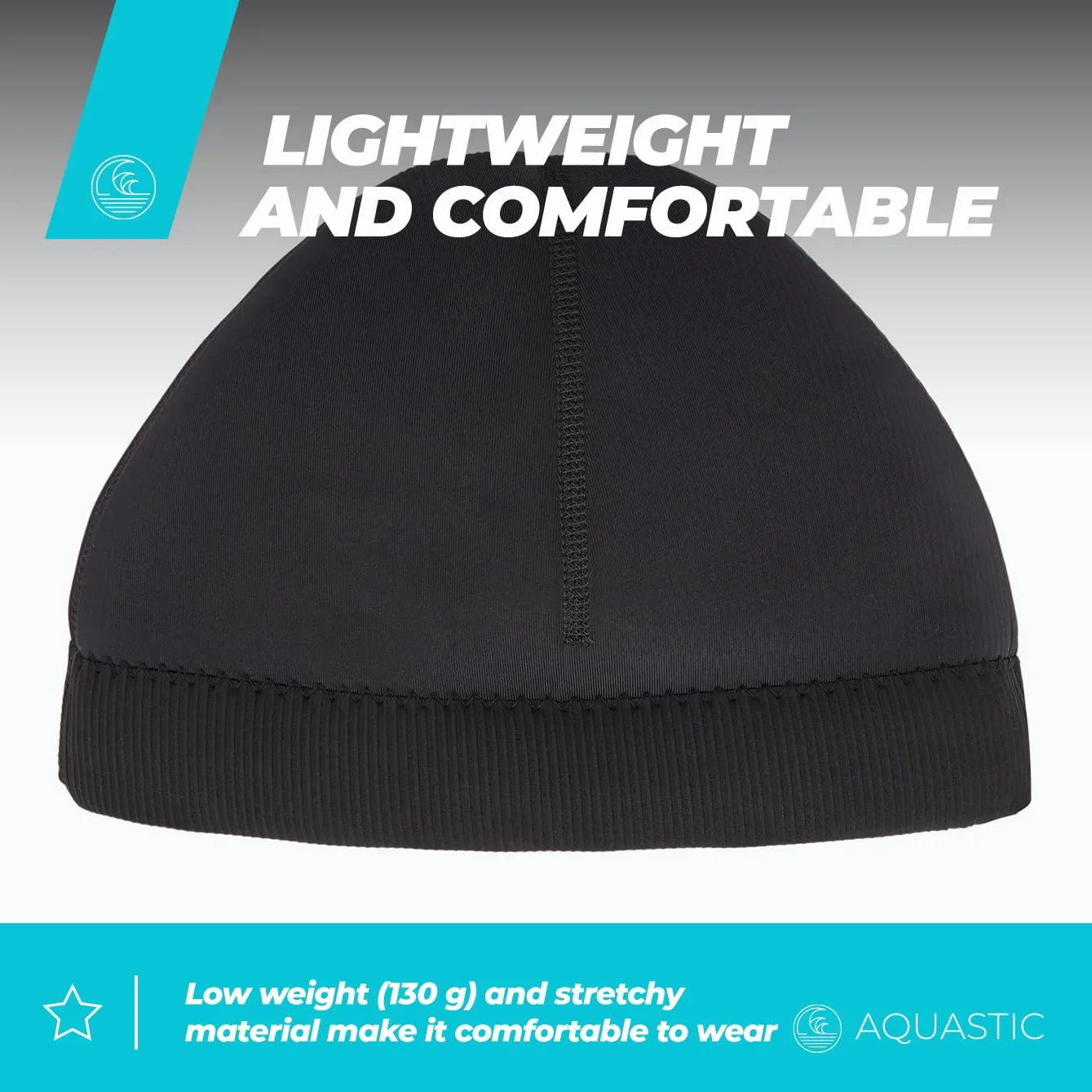 AQUASTIC Czapka neoprenowa Winstick Beanie w kolorze czarnym, z neoprenu 3 mm, z haczykiem do mocowania na ubraniu, lekka i wygodna, chroni przed zimnem, wodoszczelna, maksymalna szczelność