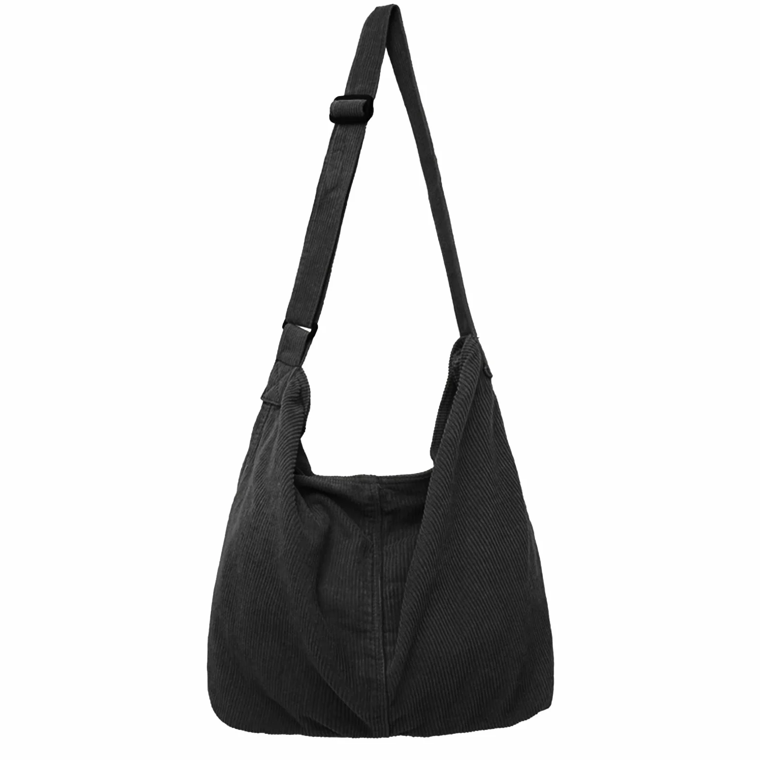 X SIM FITNESSX Unisex Cord torba na ramię duża damska torba na zakupy modna torba materiałowa na co dzień/do biura/szkoły/podróży, czarny, Retro