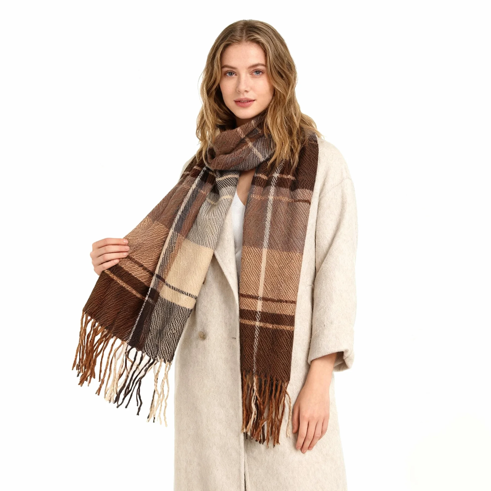 Oak & Tea Szalik Kobiety Women Winter Warm Tartan Scarf