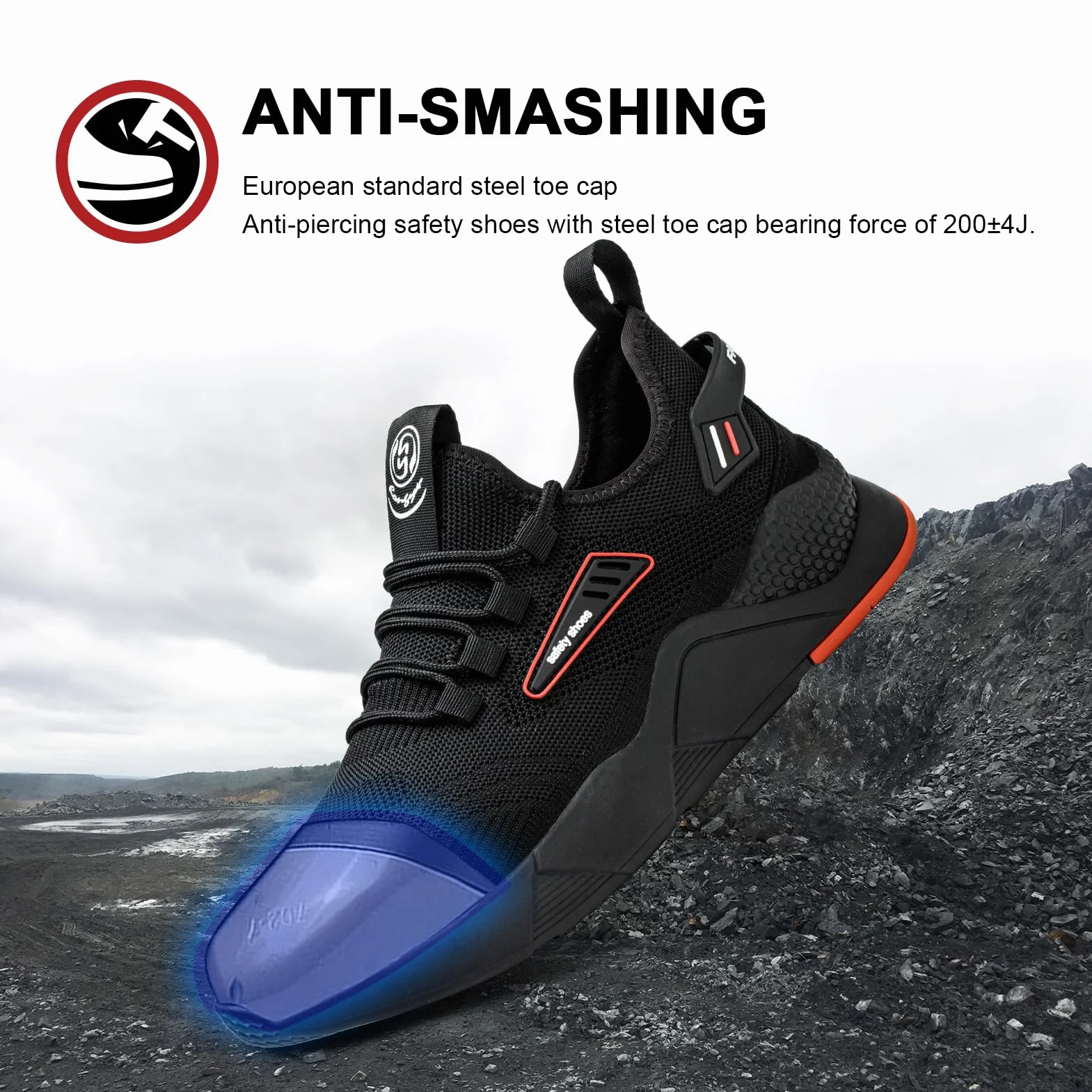 Hitmars Obuwie ochronne męskie buty bezpieczne damskie buty robocze bezpieczne sznurowadła do koszykówki kuchnia czarne EU36-48, Czarny koszyk bezpieczeństwa B, 47 EU