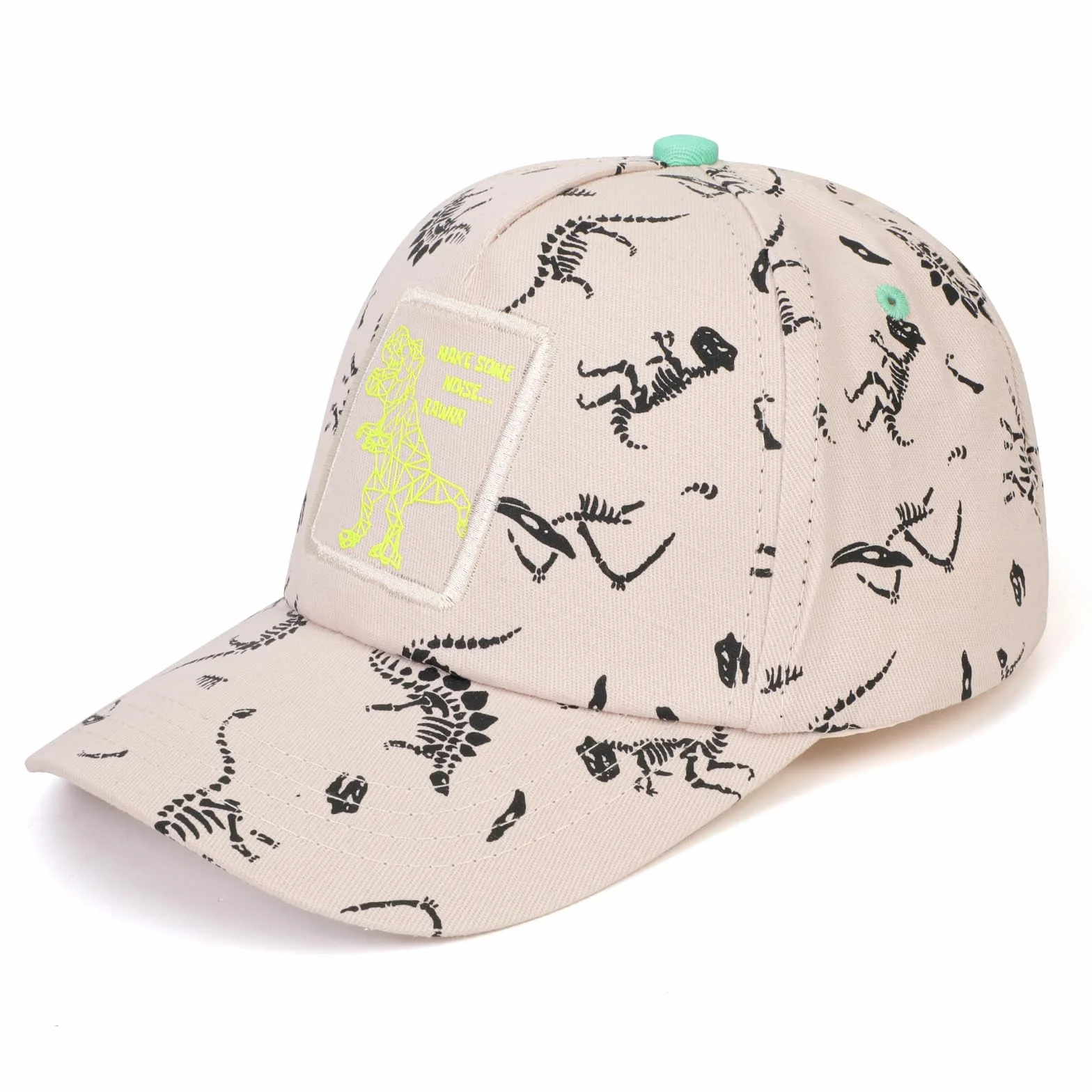 QKURT Chłopięca czapka z daszkiem, letnia czapka przeciwsłoneczna, ochrona przed promieniowaniem UV, czapka sportowa, regulowana czapka typu trucker z wzorem dinozaura dla dzieci w wieku 3-8 lat