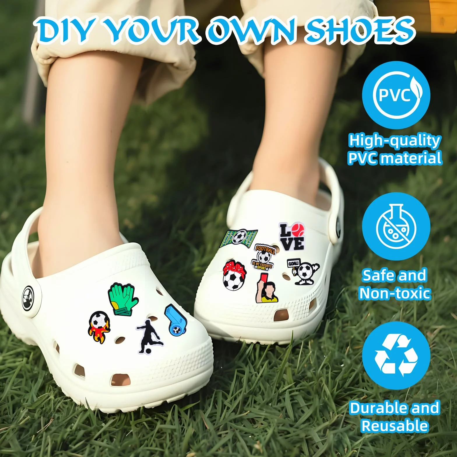 Zawieszki do butów piłkarskich do chodaków: 42 sztuki wtyków do butów mistrzostw świata mistrzostw świata DIY, zawieszki do butów Jibbitz Crocs, przypinki do butów, przypinki do butów, na Boże