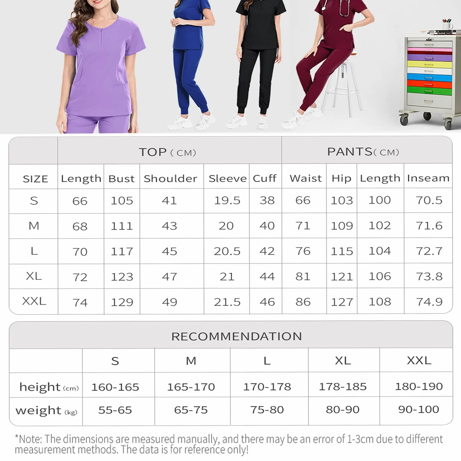Zestaw peelingów Split Crew Neck Top z 4 kieszeniami Stretch Fit Jogging Spodnie medyczne DK07 Dental Grooming Pet