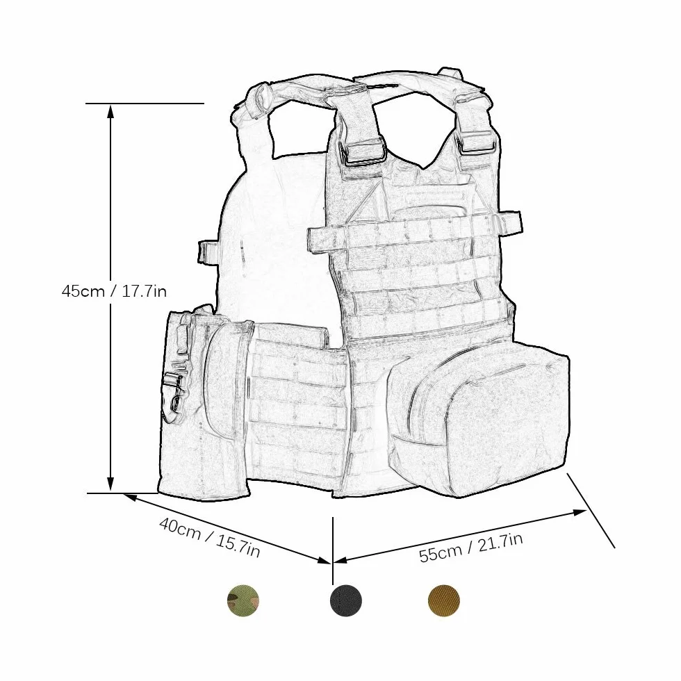 Lixada Outdoor Modular Molle Kamizelka Polowanie na Pierś Carrier Kamizelka z Kieszeni Nawodnienia, czarny, rozmiar uniwersalny