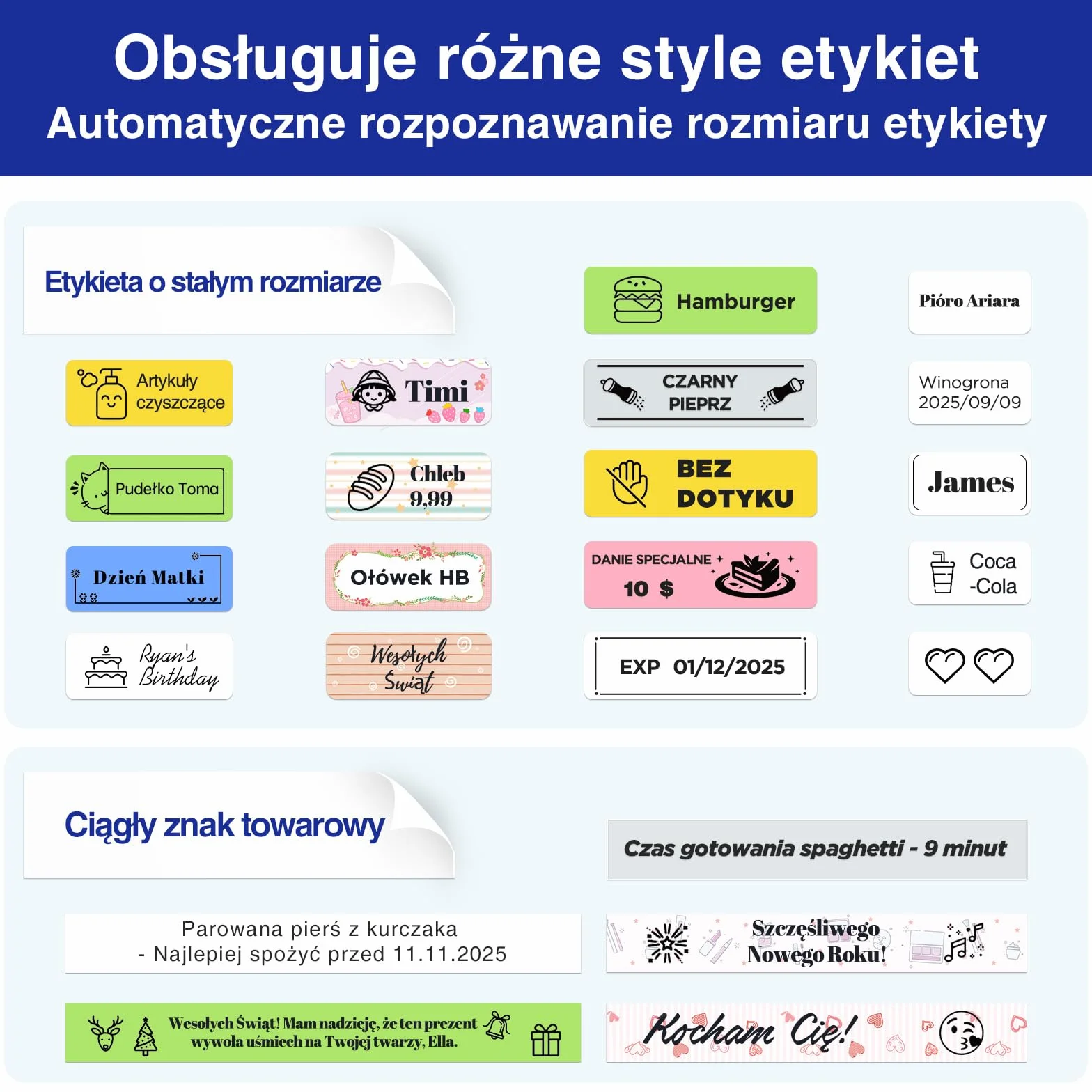SUPVAN E11 Drukarka Etykiet Bluetooth Przenośna, Akumulatorowa, Kompatybilna z Klawiaturą i Aplikacją, Zawiera Etykiety Samoprzylepne, do Domu, Biura i Szkoły