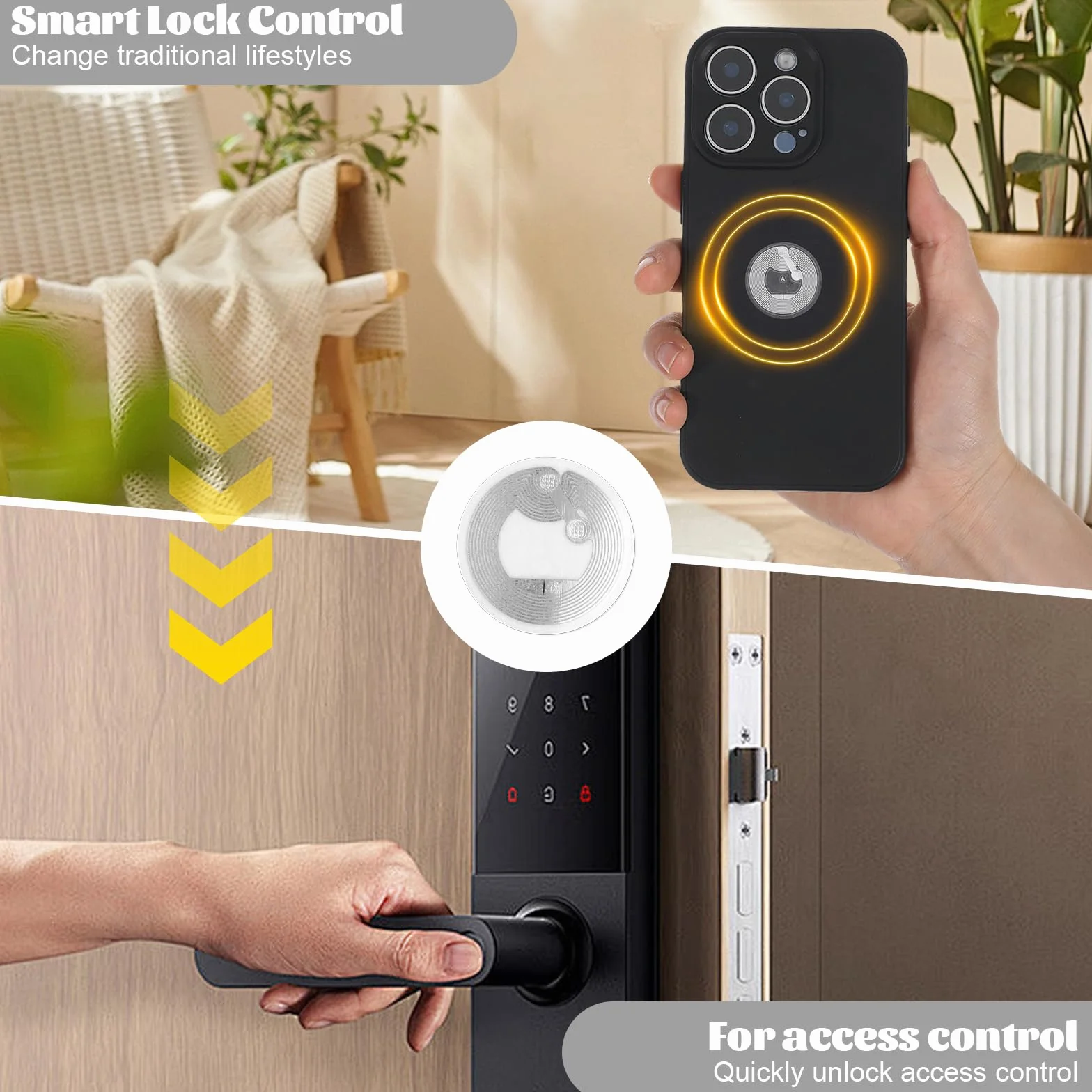 Giantree 50 sztuk naklejek NFC Tag, naklejki NFC 25mm NFC Ntag 213 tagi nadpisywalne karty NFC programowalne 144 bajtów pamięci dla wszystkich telefonów i urządzeń obsługujących NFC