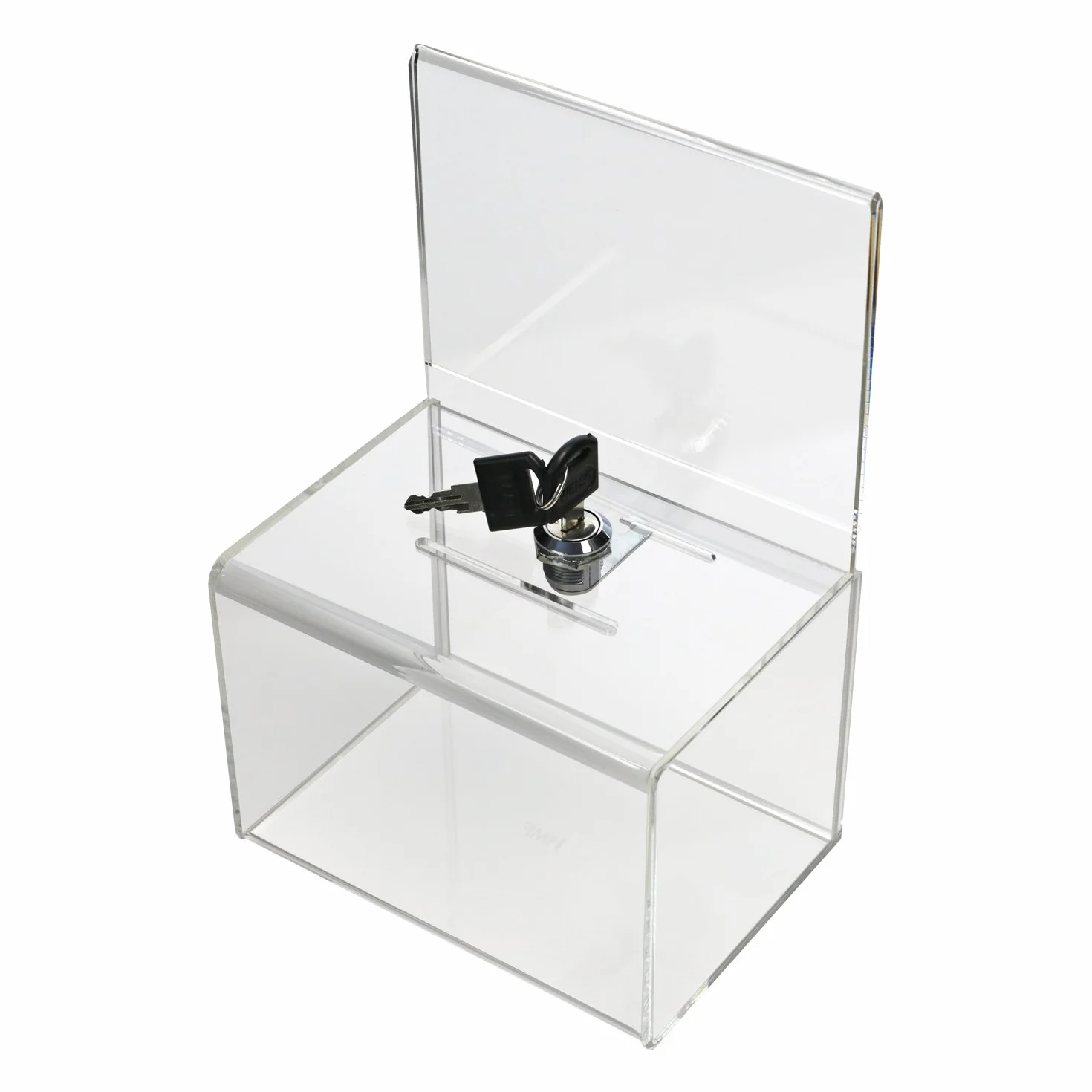 HMF 46912 Akrylowe pudełko do darowizn z wkładką do liści | 15,5 x 11 x 11 cm | Din A6 | Przezroczysty