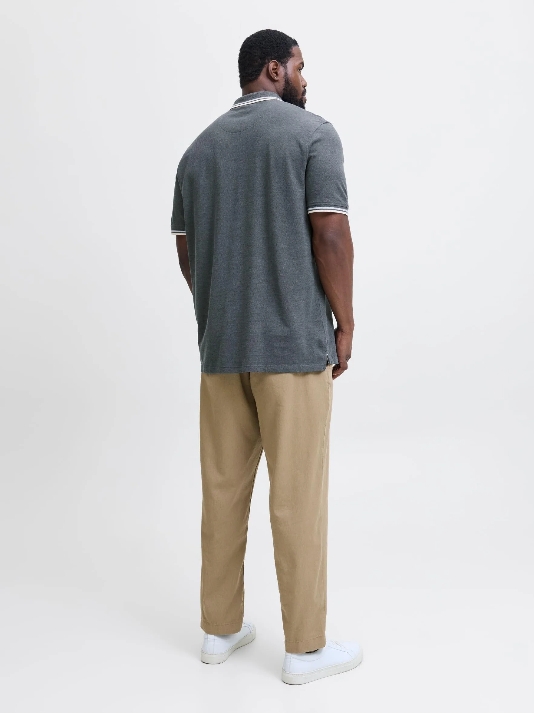 JACK&JONES PLUS JJEPAULOS Polo SS NOOS PLS, Chambray Blue/Szczegóły: play, 4XL