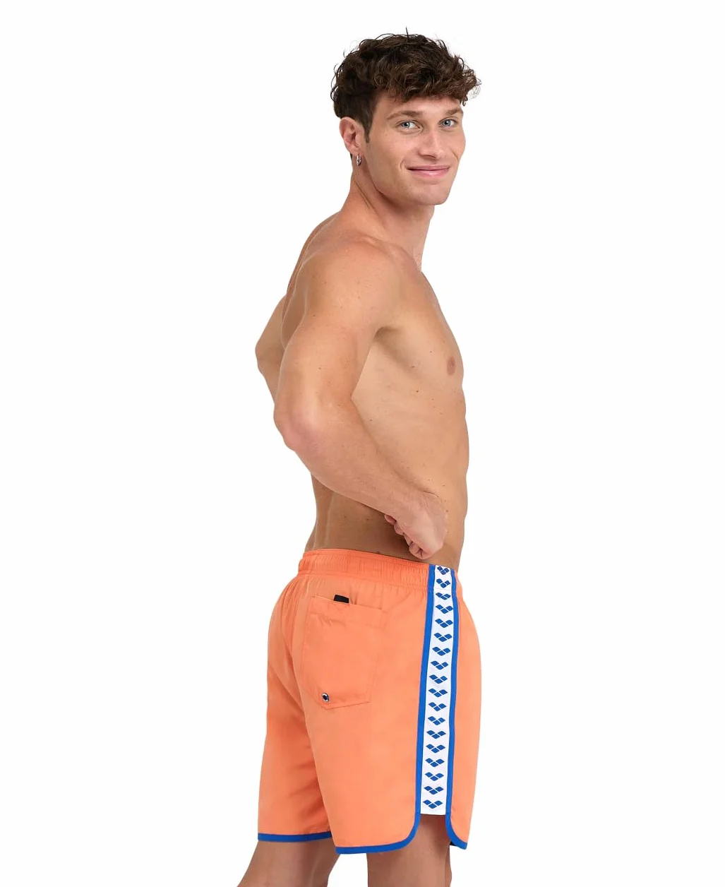ARENA M Ikony Team Stripe Boxer Swim Trunks, NESPOLA-Royal, XL Men's, Nespola-royal, XL