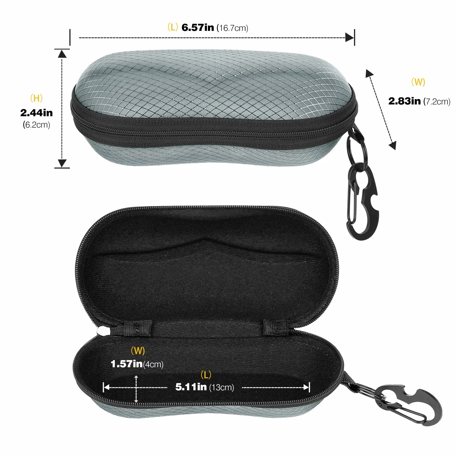 MoKo EVA półtwarda skorupa etui na okulary przeciwsłoneczne, 2 sztuki, unisex, odporne na zarysowania, ochronne etui do przechowywania, uchwyt na okulary z metalowym haczykiem do zawieszania, mini