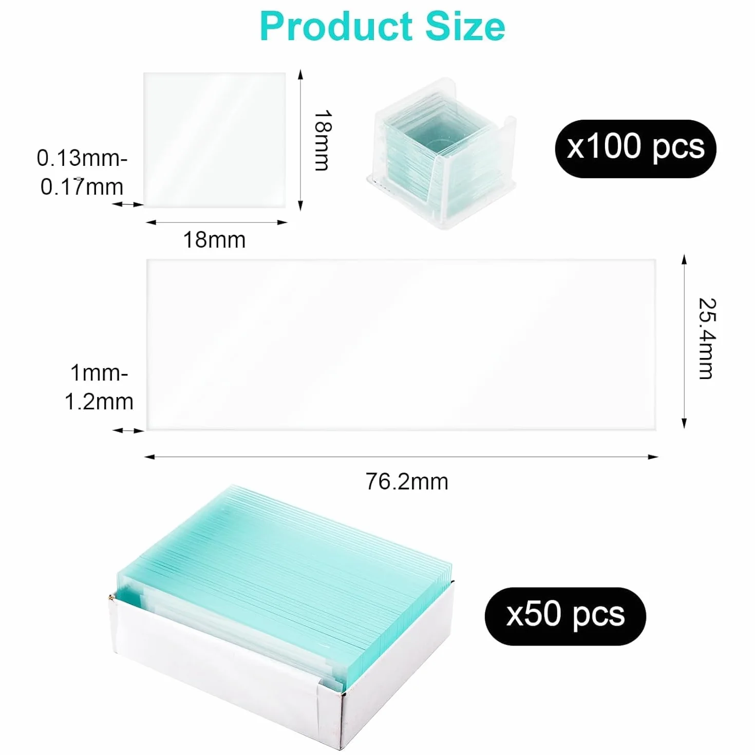 50 sztuk szkiełek mikroskopowych 76 x 26 mm i 100 sztuk szkieł kryjących 18 x 18 mm mikroskop akcesoria do laboratorium, biologii, nauki, nauki z kroplówkami