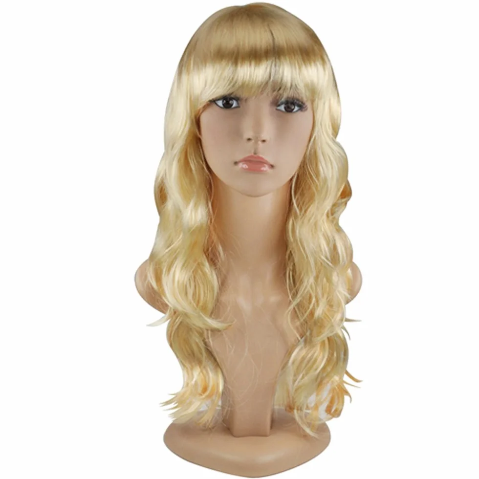 TRIXES Blond peruka – falowane, naturalnie wyglądające włosy z frędzlami – na imprezę kostiumową, Cosplay, Halloween