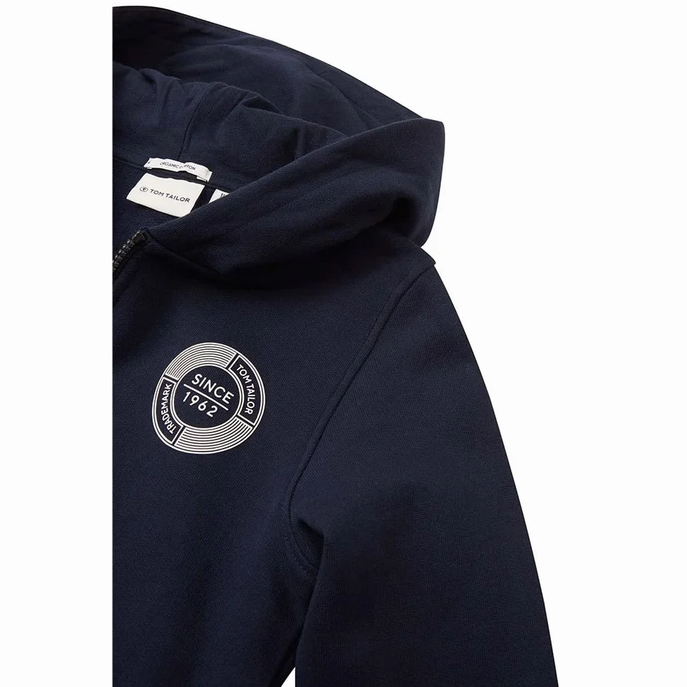 TOM TAILOR Chłopcy Kurtka z kapturem z nadrukiem logo 1029979, 10668 - Sky Captain Blue, 128-134