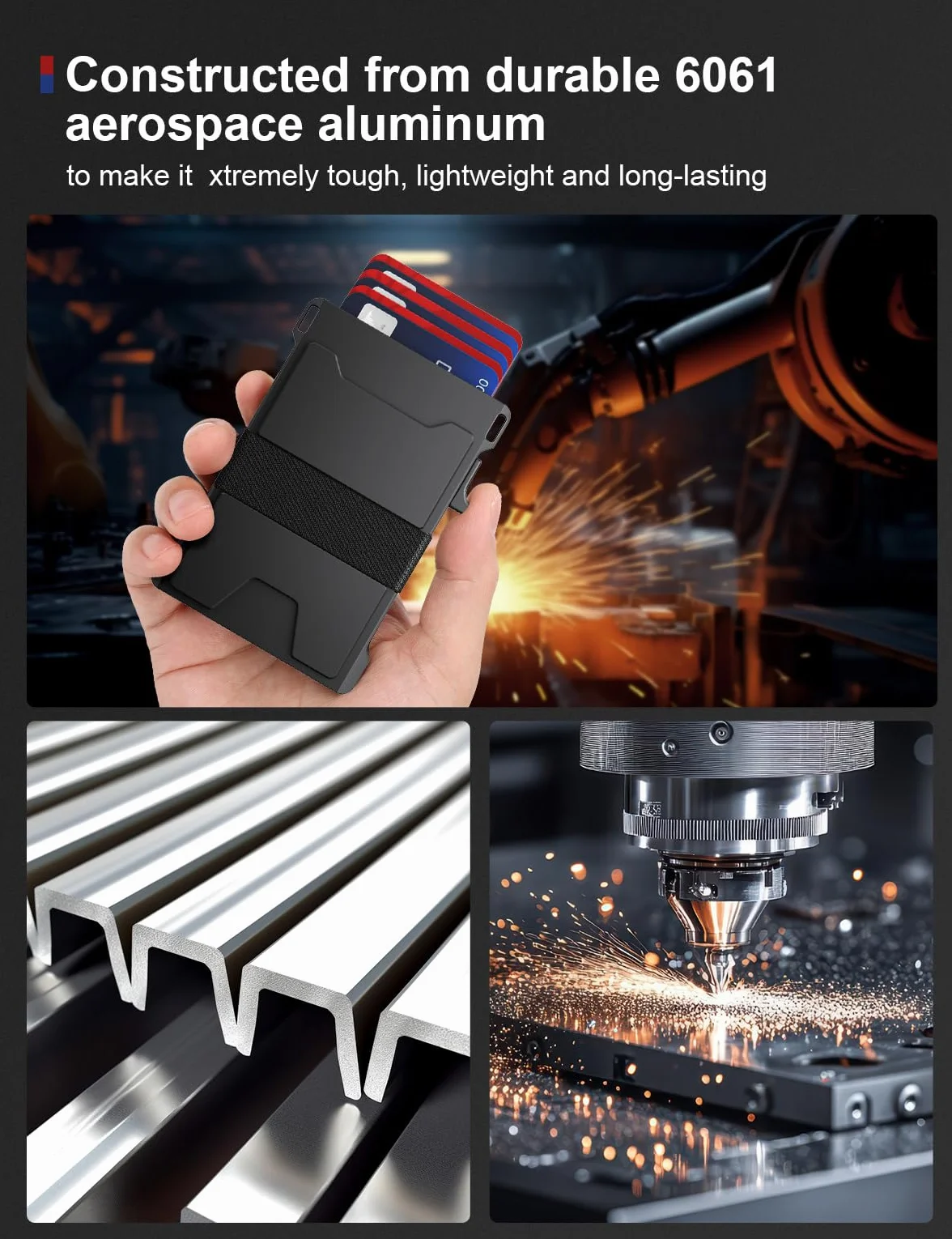 Męskie etui na karty, aluminiowe, minimalistyczne, metalowe etui typu Pop-Up Slim Wallet z wytrzymałą tylną płytą, ochroną RFID, portfel dla mężczyzn, kieszeń przednia, etui na karty kredytowe