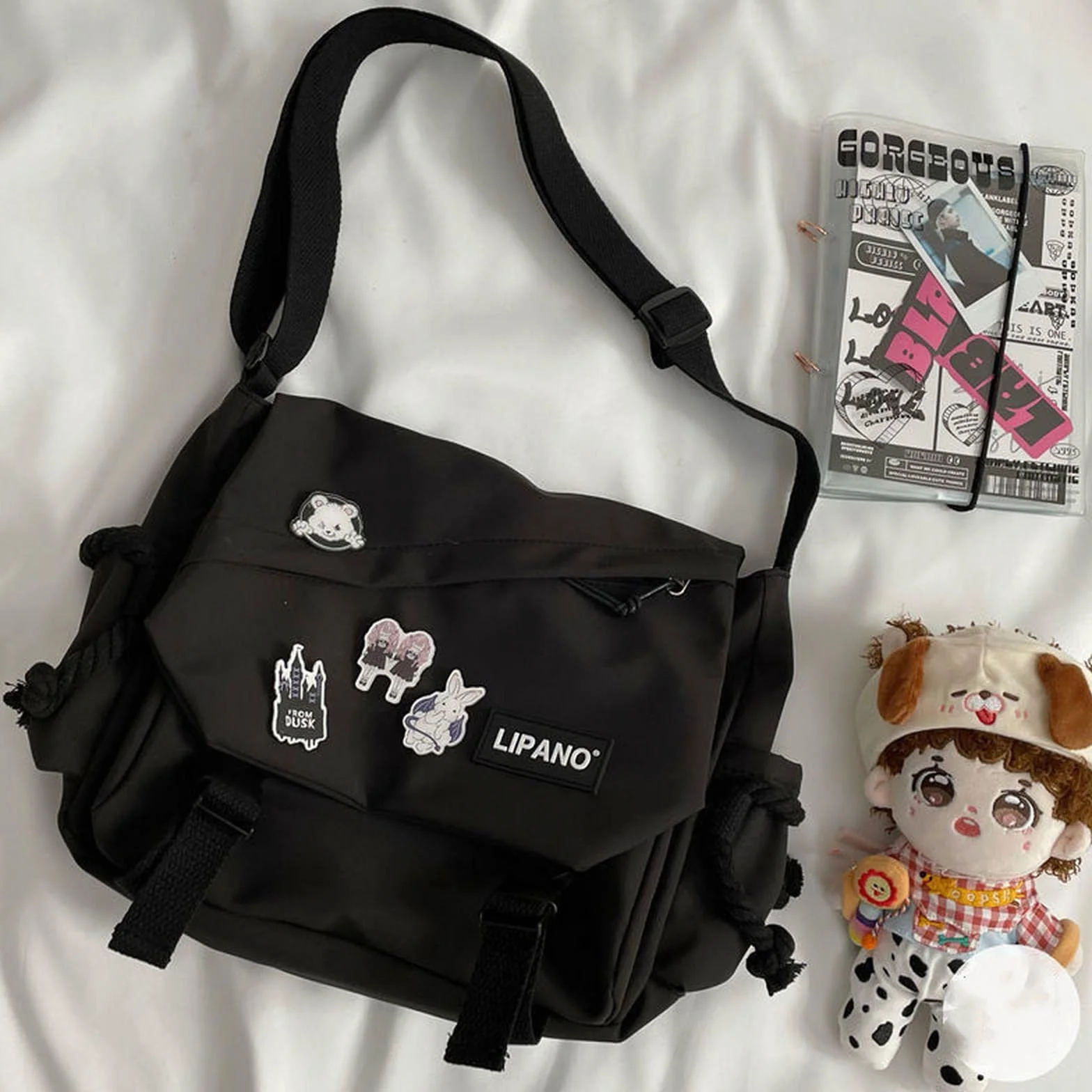 MOGSA Szkolna torba na ramię nylonowe torebki torba na ramię duża pojemność torby crossbody dla nastolatków dziewcząt mężczyzn harajuku torba kurierska studenckie torby szkolne worek