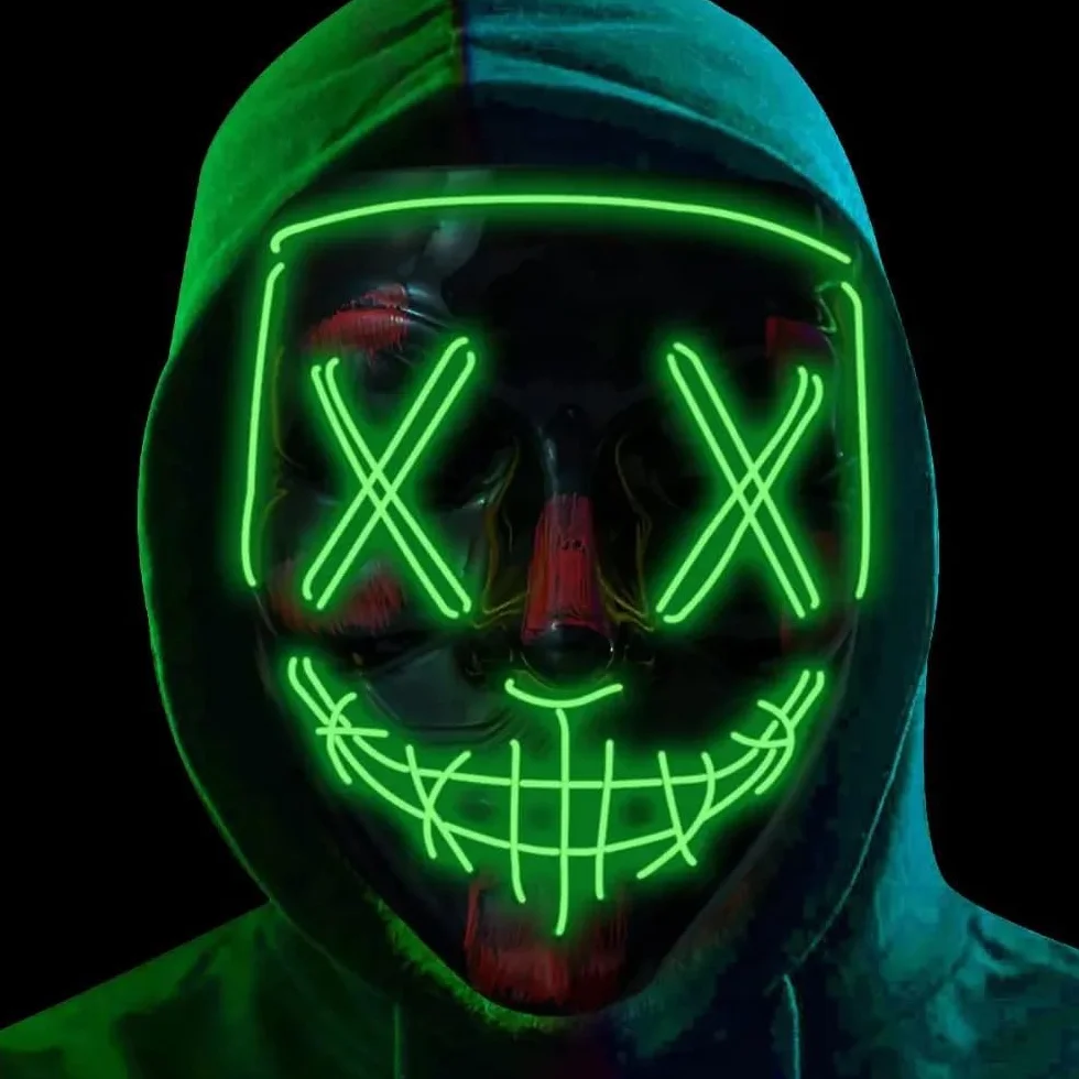 Maska czyszcząca LED – maska kostiumowa sterowana na Halloween, karnawał i karnawał, jako kostium dla mężczyzn i kobiet (wybór koloru)