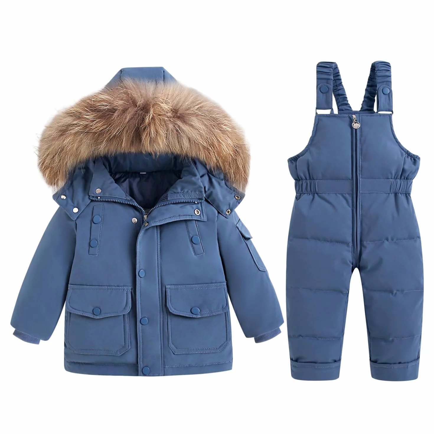 Unisex dziecięce dwuczęściowe stroje narciarskie zimowy ciepły puchowy kombinezon śnieżny kurtka ze sztucznego futra bluza z kapturem odzież wierzchnia płaszcz ze śniegiem dół śliniak kombinezony