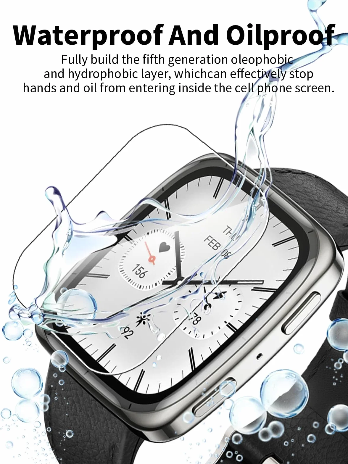 Folia ochronna na wyświetlacz ze szkła hartowanego do smartwatcha AMAZFIT Active 2 Square z wysokim aluminiowym brzegiem – chroń swoje urządzenie za pomocą trwałej folii, opakowanie 3 szt