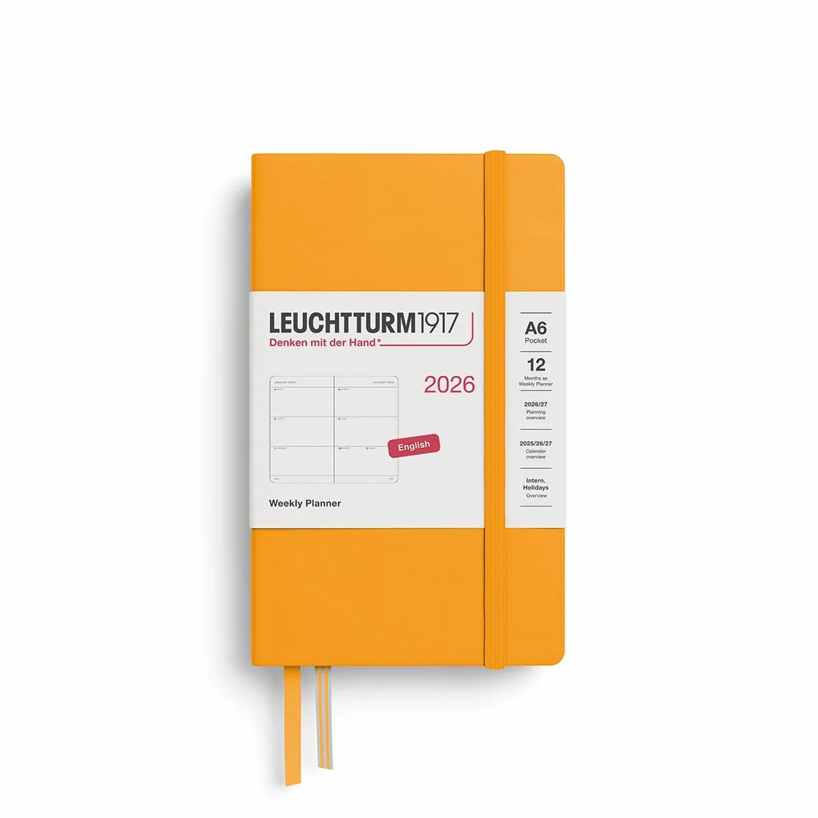 LEUCHTTURM1917 372725 kalendarz tygodniowy Pocket (A6) 2026, Rising Sun, angielski