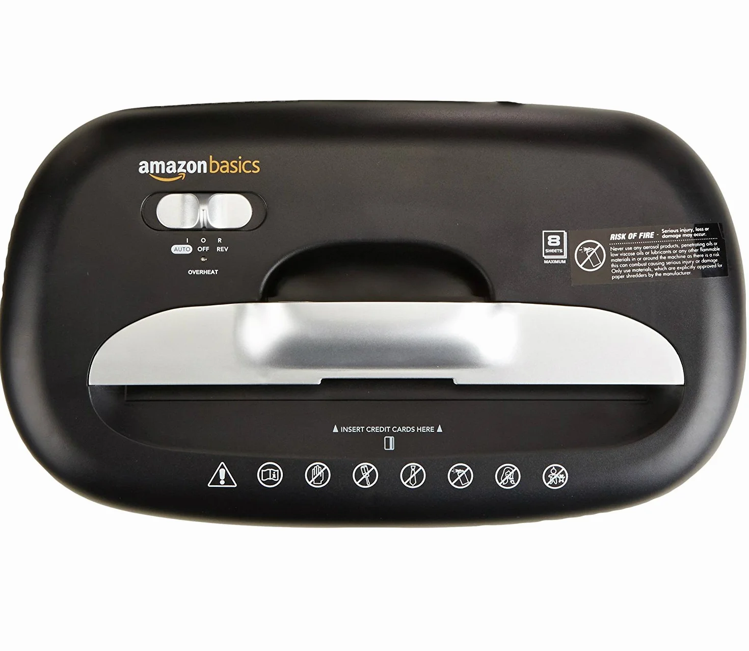 Amazon Basics Niszczarka do dokumentów o wysokim stopniu bezpieczeństwa, do 7 – 8 arkuszy, do papieru i kart kredytowych, czarna