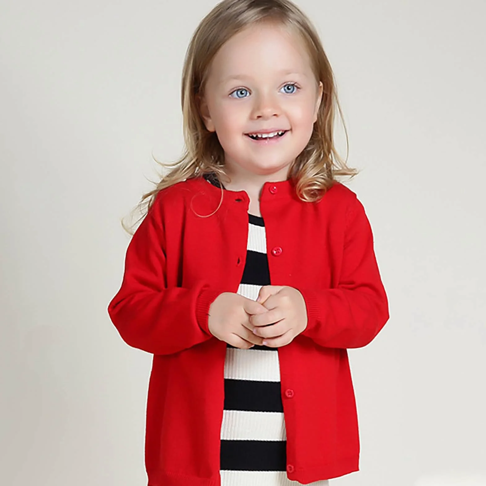 Dziewczęcy kardigan sweter zapinany na guziki okrągły dekolt odzież szkolna moda na co dzień z długim rękawem dzianinowe kardigany jesień zima odzież wierzchnia dla dzieci