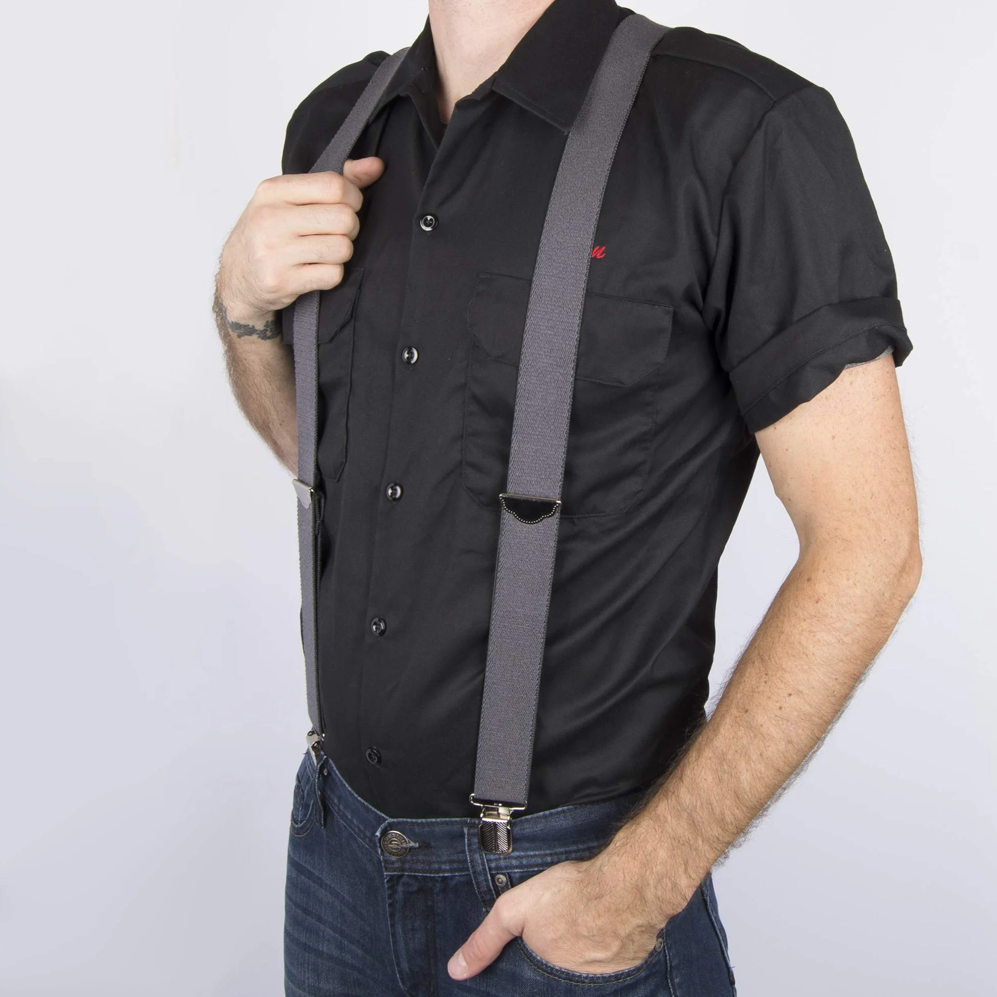 Dickies Męskie, proste, regulowane szelki X z tyłu 1 1/2", Grafitowy, Rozmiar uniwersalny