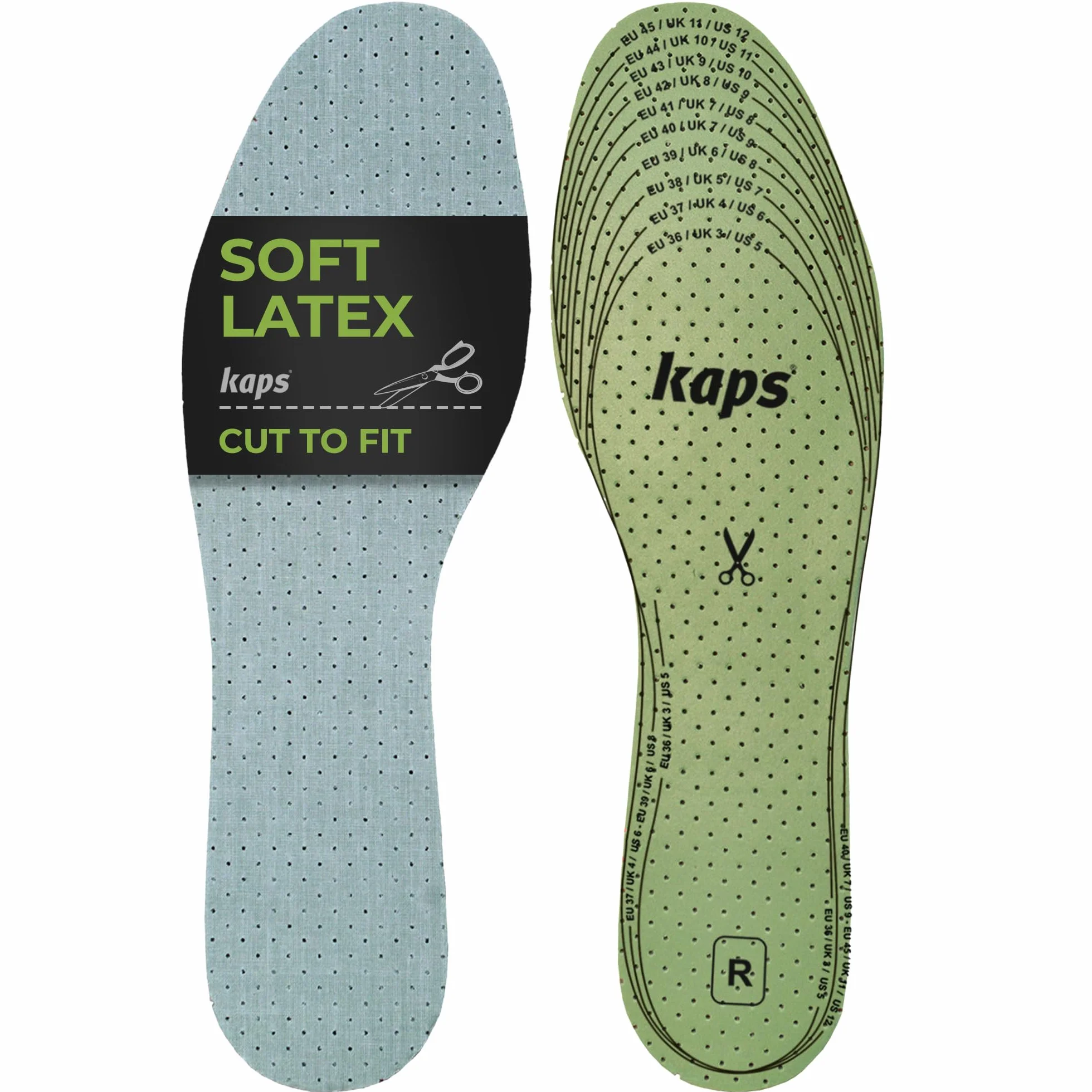 Kaps Soft Latex - Komfortowe Wkładki do Butów z Pianki, Perforowane, Lateksowe, Zapobiegają Nieprzyjemnemu Zapachowi i Pochłaniają Wilgoć, dla Kobiet i Mężczyzn. Wkładki do wycinania