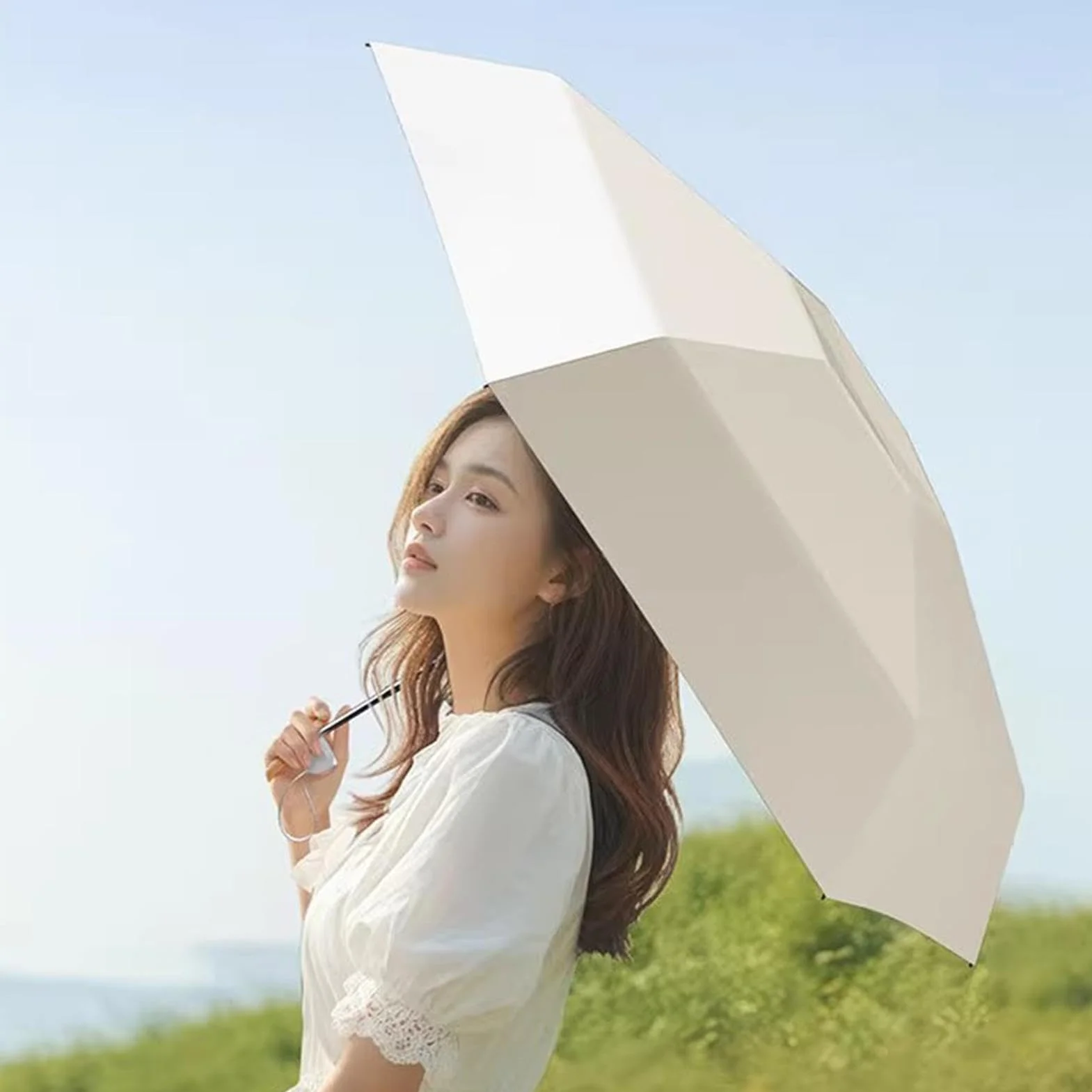 Mini Travel Umbrella - Compact Foldable Rain for Sun Protection UPF 50+ | Lightweight Portable Canopy with Wind Resistant Frame, Small Pocket Size for Bag Backpack Daily Commute Use