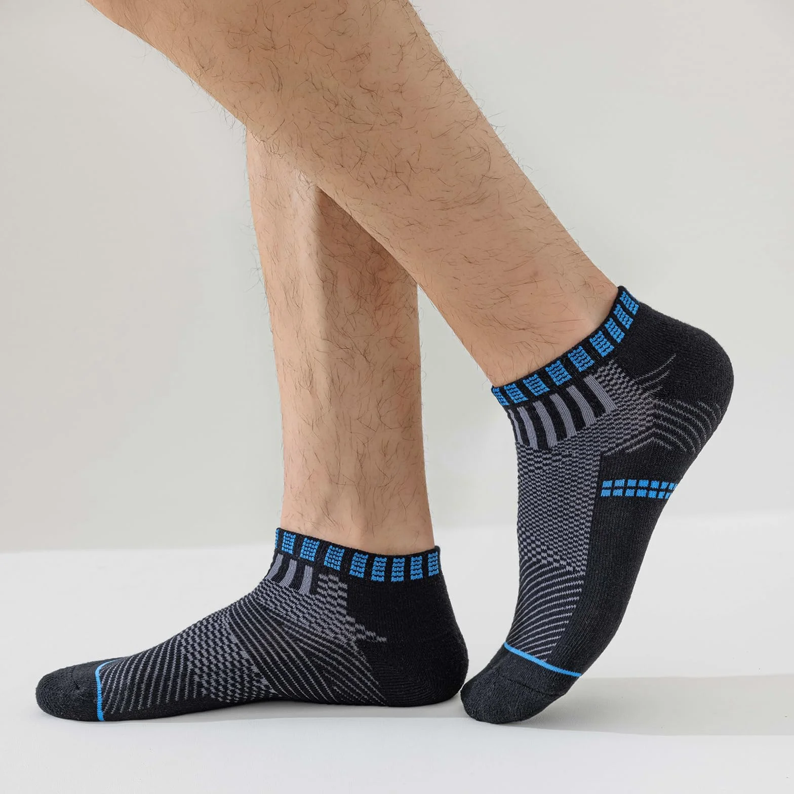 SockWaddles Skarpetki Treningowe, Antywysięgnikowe Skarpetki z Bawełną, Oddychające Skarpetki do Biegania, Męskie Skarpetki Antypoślizgowe z Amortyzacją, Krótkie Sportowe Skarpetki (6 par)
