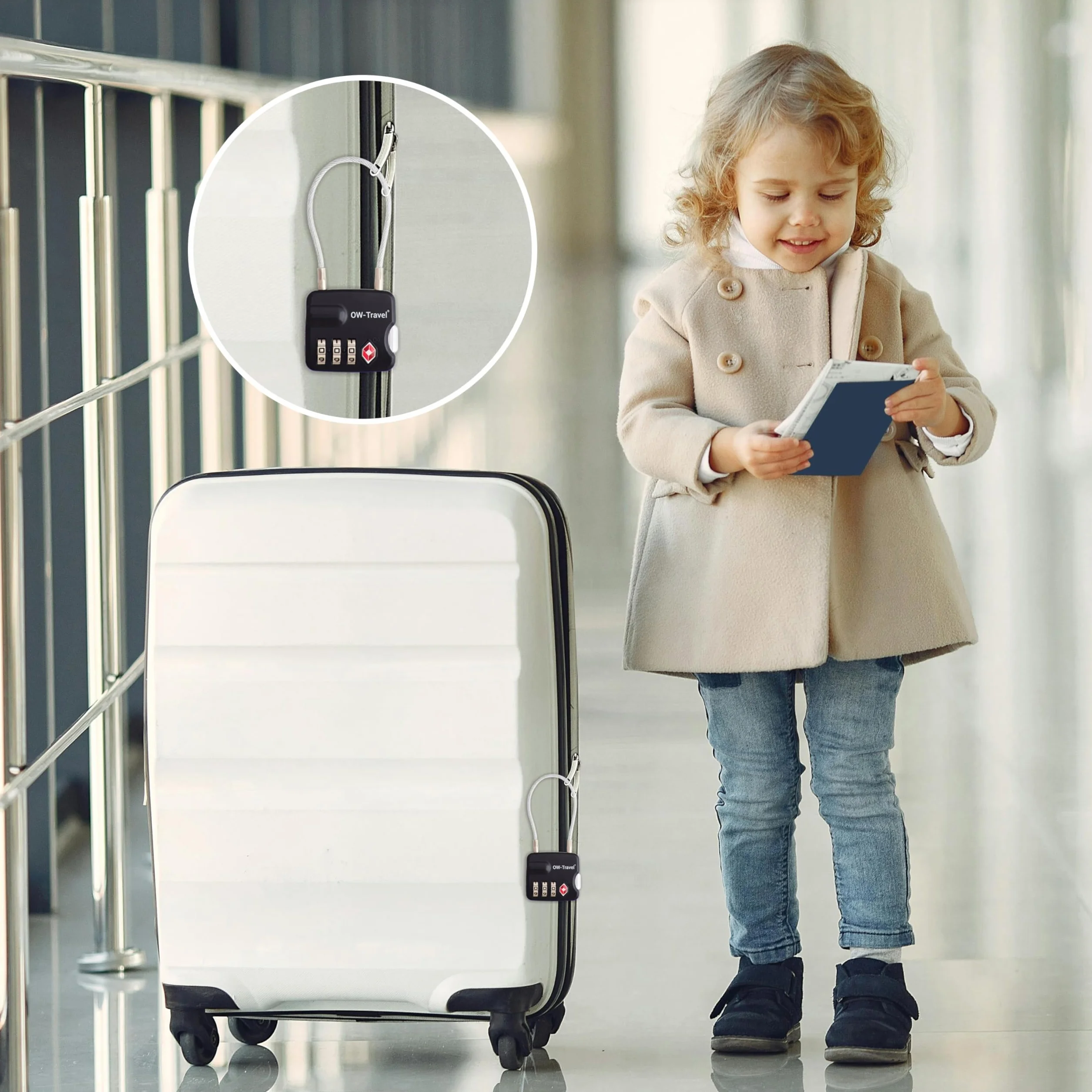 OW-Travel TSA Kłódka z Linką i Zamkiem Szyfrowym (Zestaw 2 Czarnych) 3 Cyfrowe Kłódki Walizkowe. Kłódka na szyfr na Plecak, Walizkę, Bagaż, Kłódki Szyfrowe Bagażowe, Szafek na Siłownię