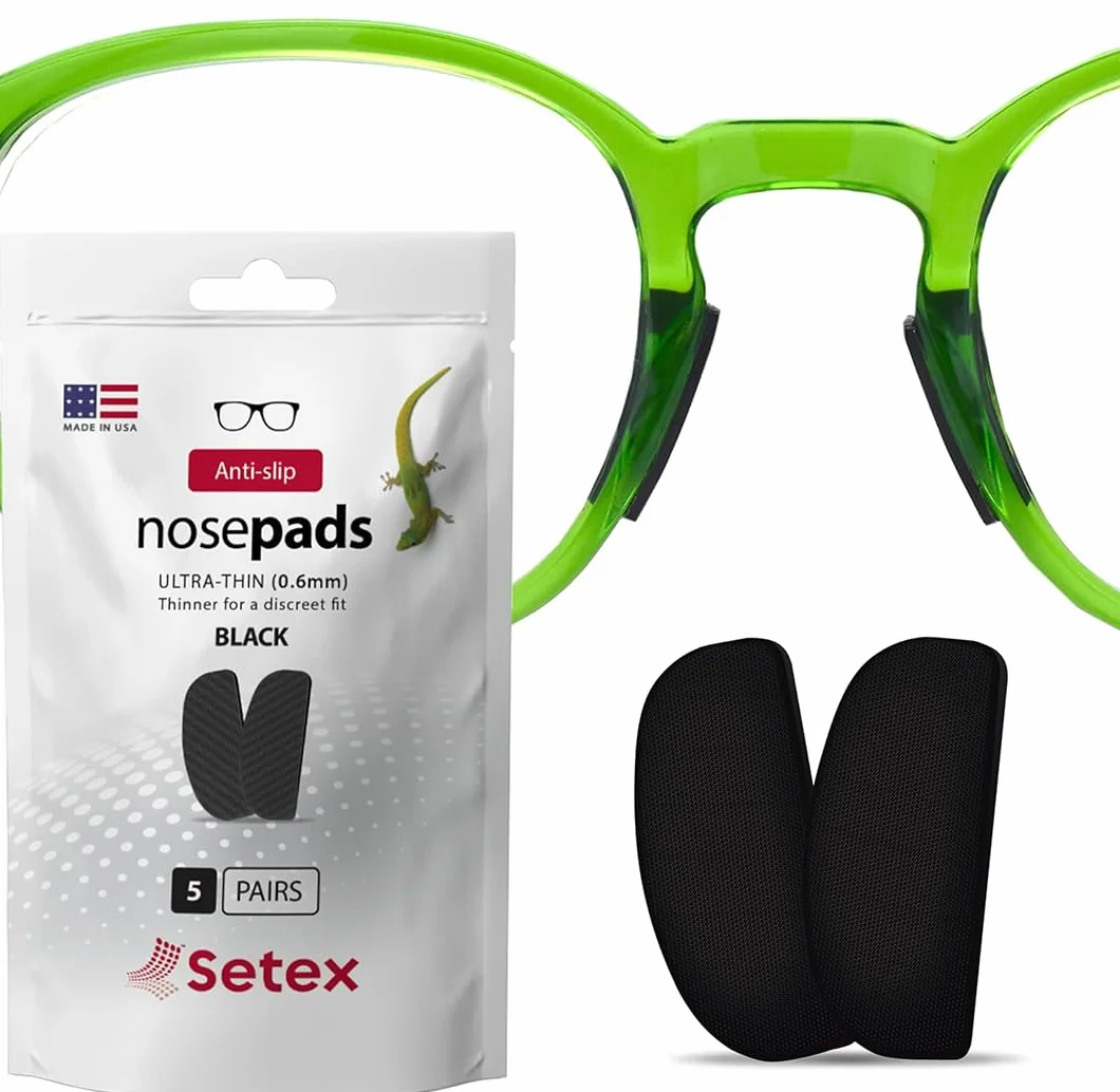 Setex Gecko Grip – Noski Do Okularów (5 Czarnych Par) – Antypoślizgowe Ultra-Cienkie Noski Do Okularów, Mikroteksturowane Włókna, Ultra-Miękkość, Samoprzylepne, 0.6 × 7 × 16mm