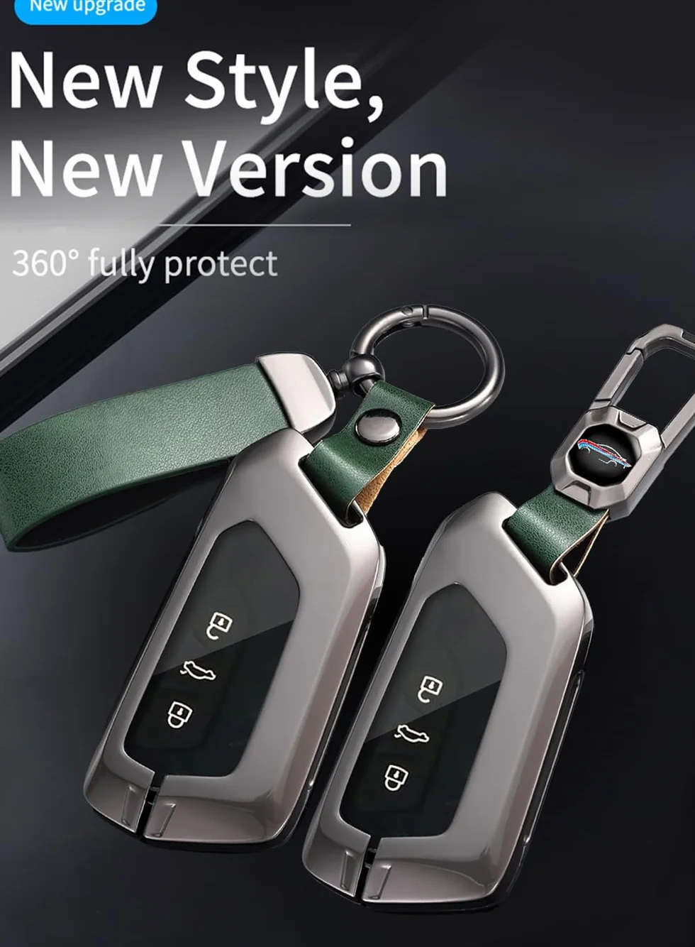 ontto Etui na kluczyki samochodowe, etui na kluczyki pasuje do Ford Capri Elektro Tourneo Connect 2024, 2025, 2026, do Skoda RS IV, Octavia Elroq 85, skórzane, metalowa obudowa kluczy, 3/4/5